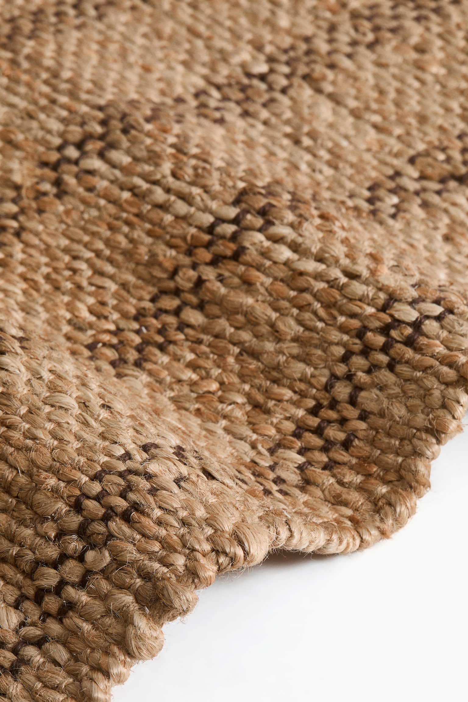 Large fringed jute rug - Beige/Striped - 3