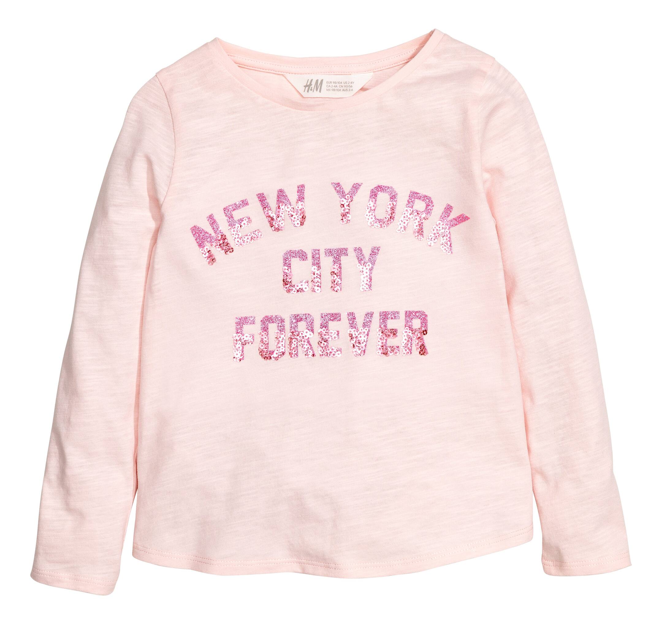 View larger image: Long-sleeved top - Light pink/New York - Kids | H&M GB 1