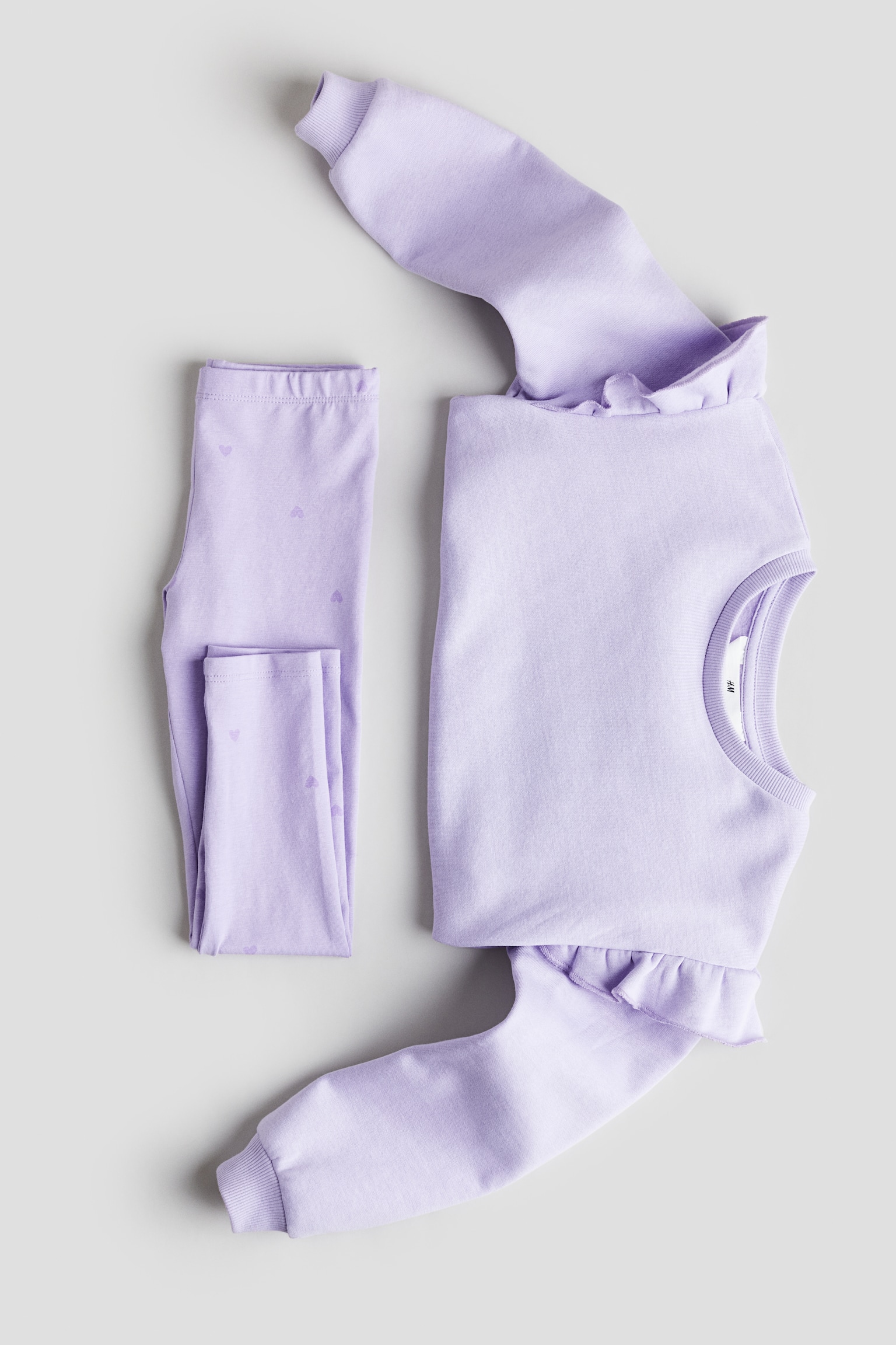 Sweater & Leggings Set - Lilac/Cream/Hearts - 2