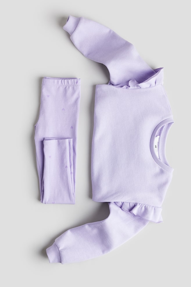 2-piece sweatshirt and leggings set - Lilac/Cream/Hearts - 2