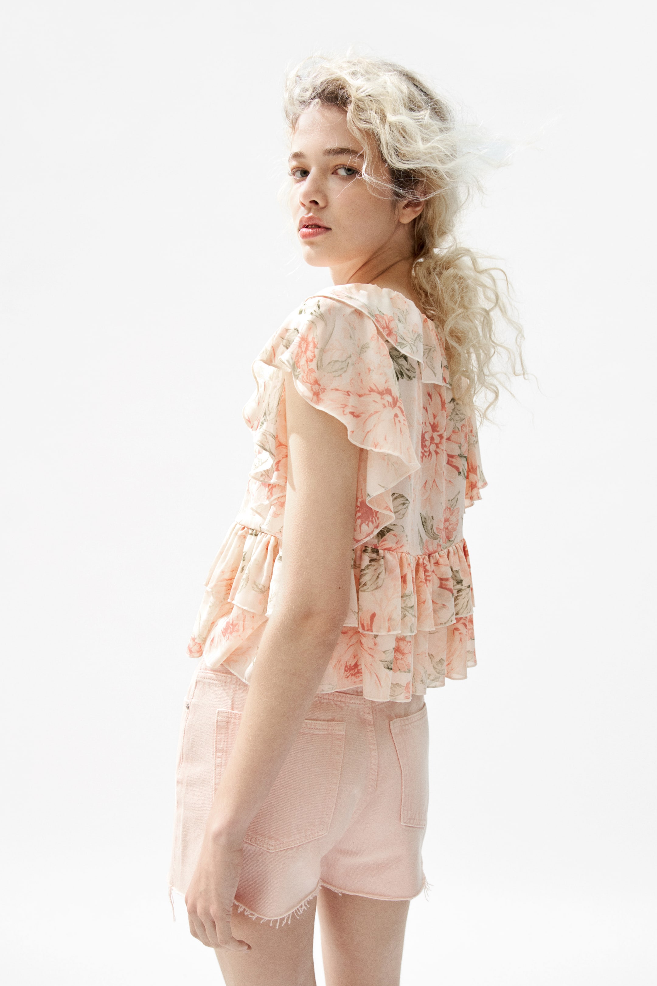 Flounced Tie-Front Blouse