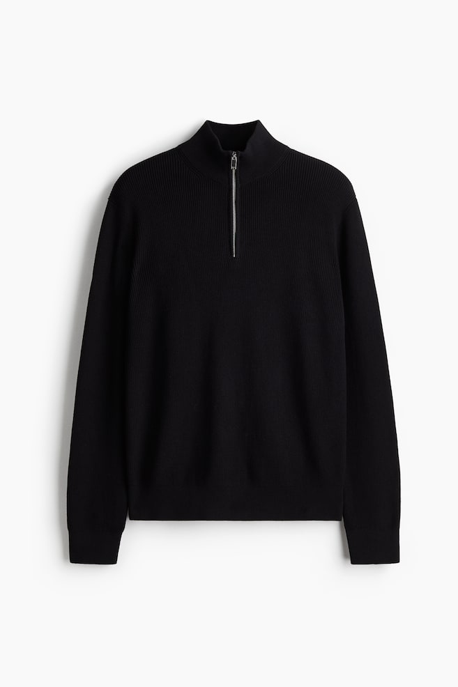Pullover con mezza cerniera Regular Fit - Nero - 1