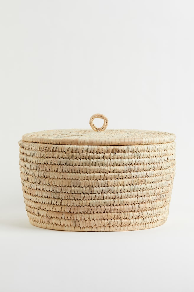 Braided straw basket - Light beige - 1