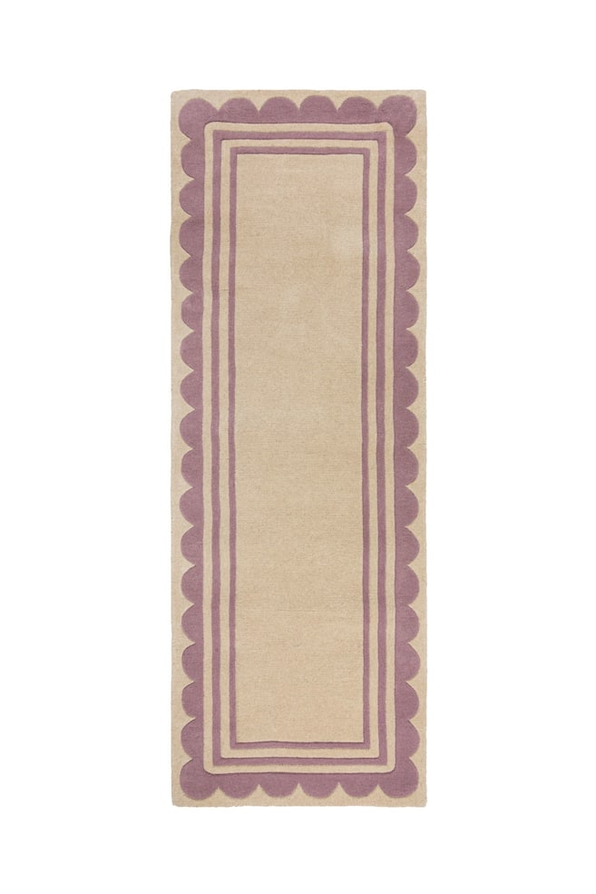 Lois Scallop Border Wollen Loper Vloerkleed - Purper/Groen - 1