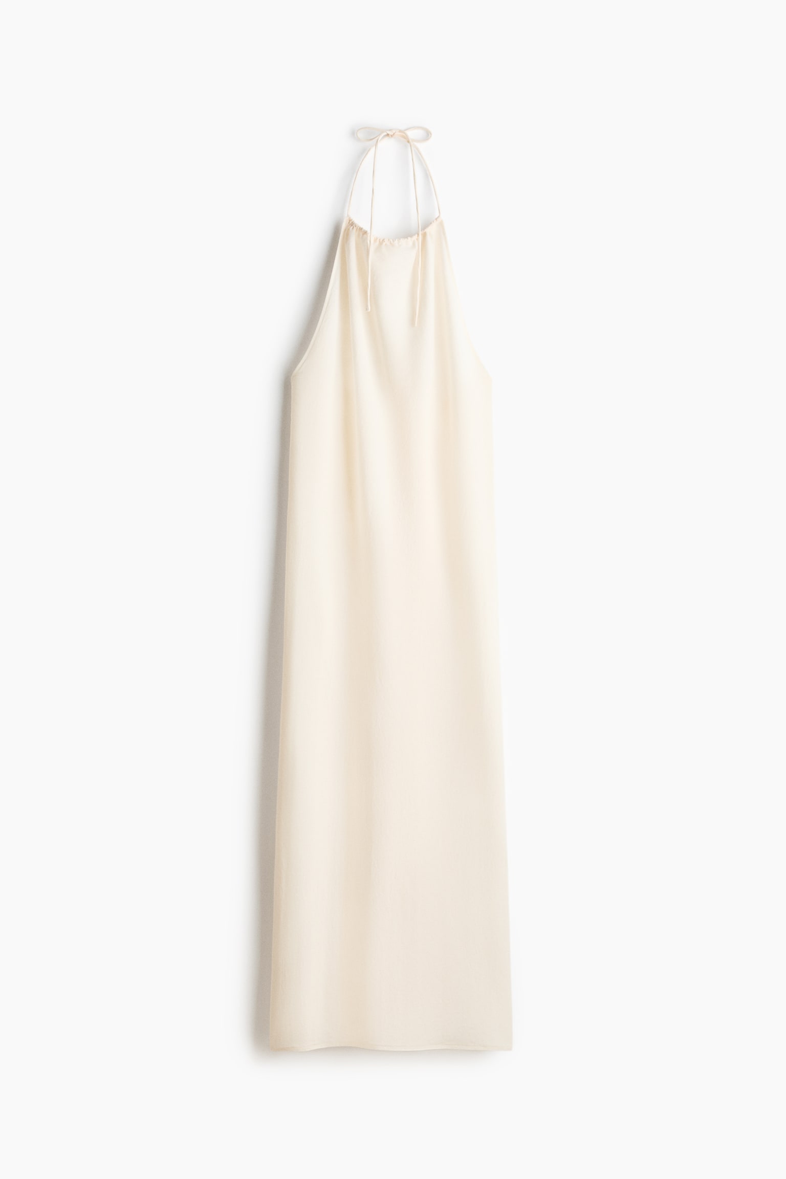 Drawstring Halterneck Dress - Cream - 1