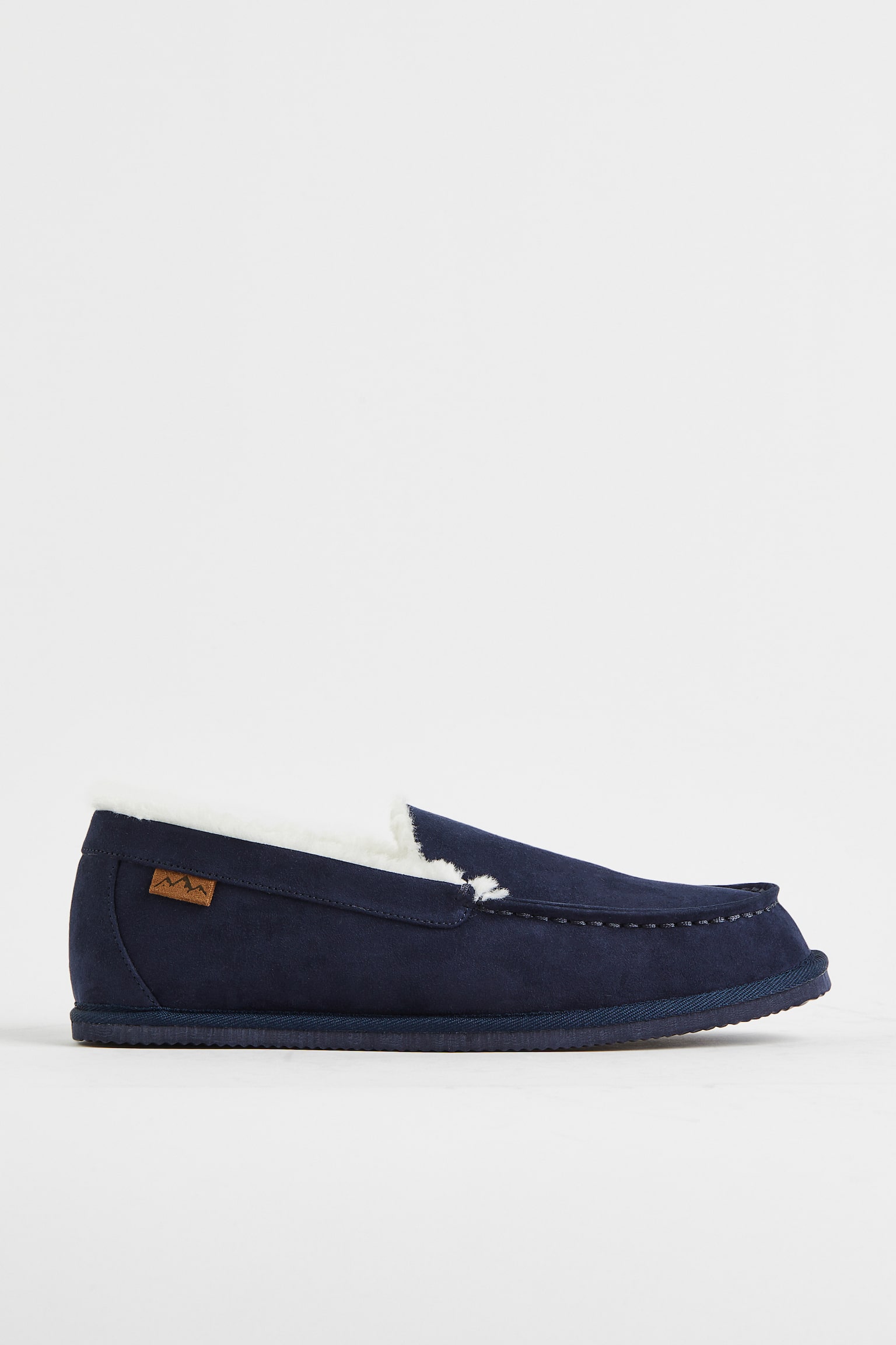 Teddy-lined slippers - Dark blue/Dark grey - 1