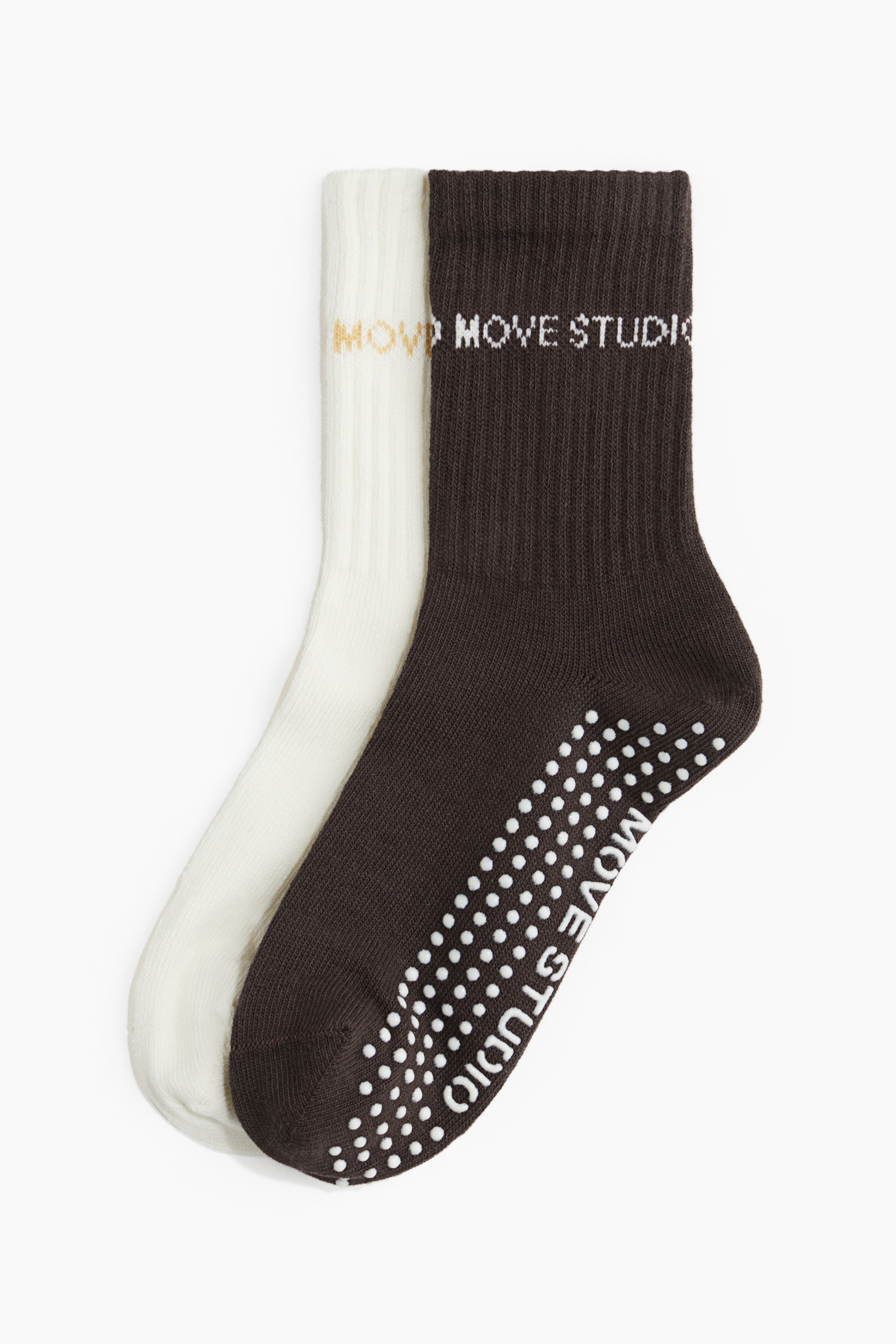 2-Pack Non-Slip Yoga Socks - Brown/white - Ladies | H&M US