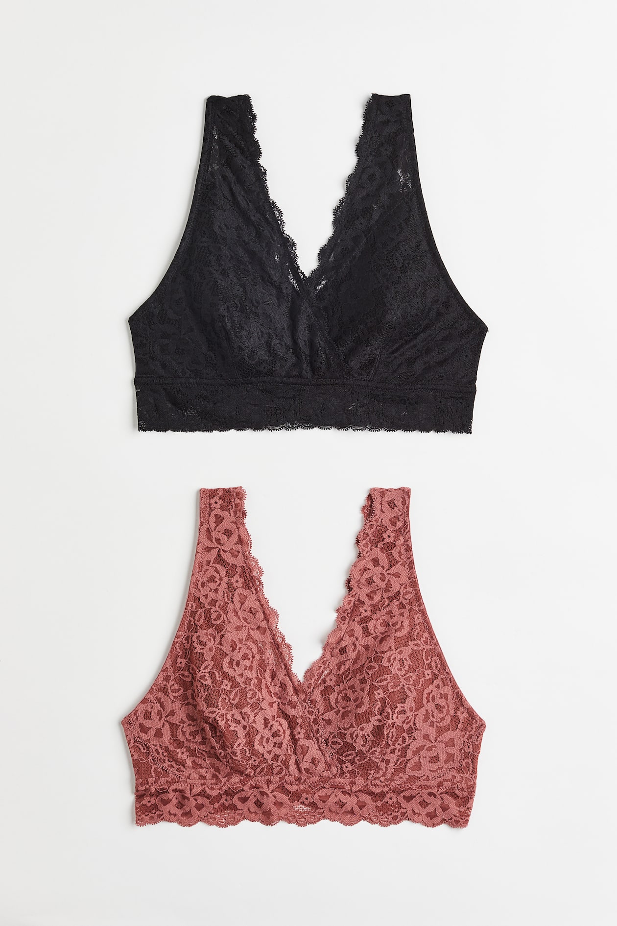 MAMA 2-pack lace nursing bras - Black/Old rose - Ladies | H&M IE