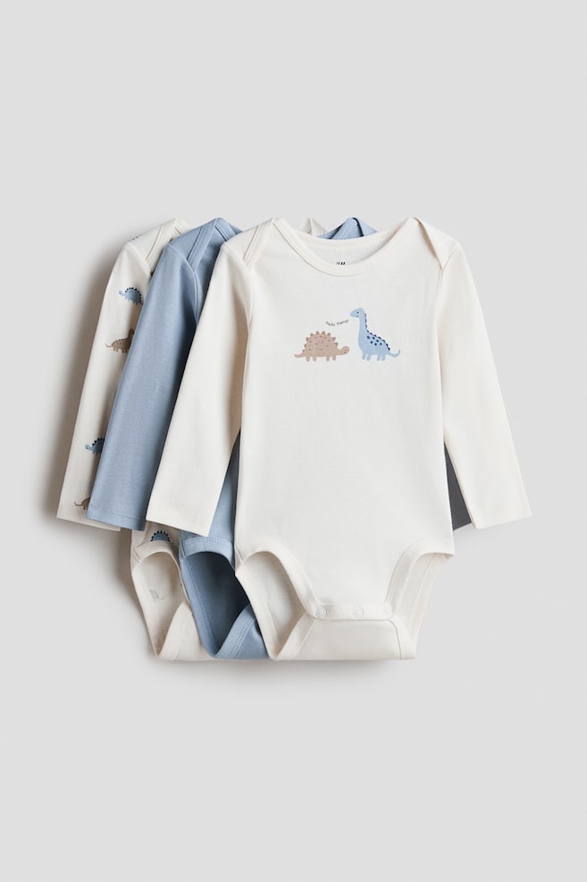 Pack de 3 bodies de punto con estampado - Azul/Dinosaurios/Turquesa/Tortugas/Beige/Koalas/Beige claro/Leopardo/Lila/Cerezas/Rosa/Très chic/Violeta claro/Floral - 1