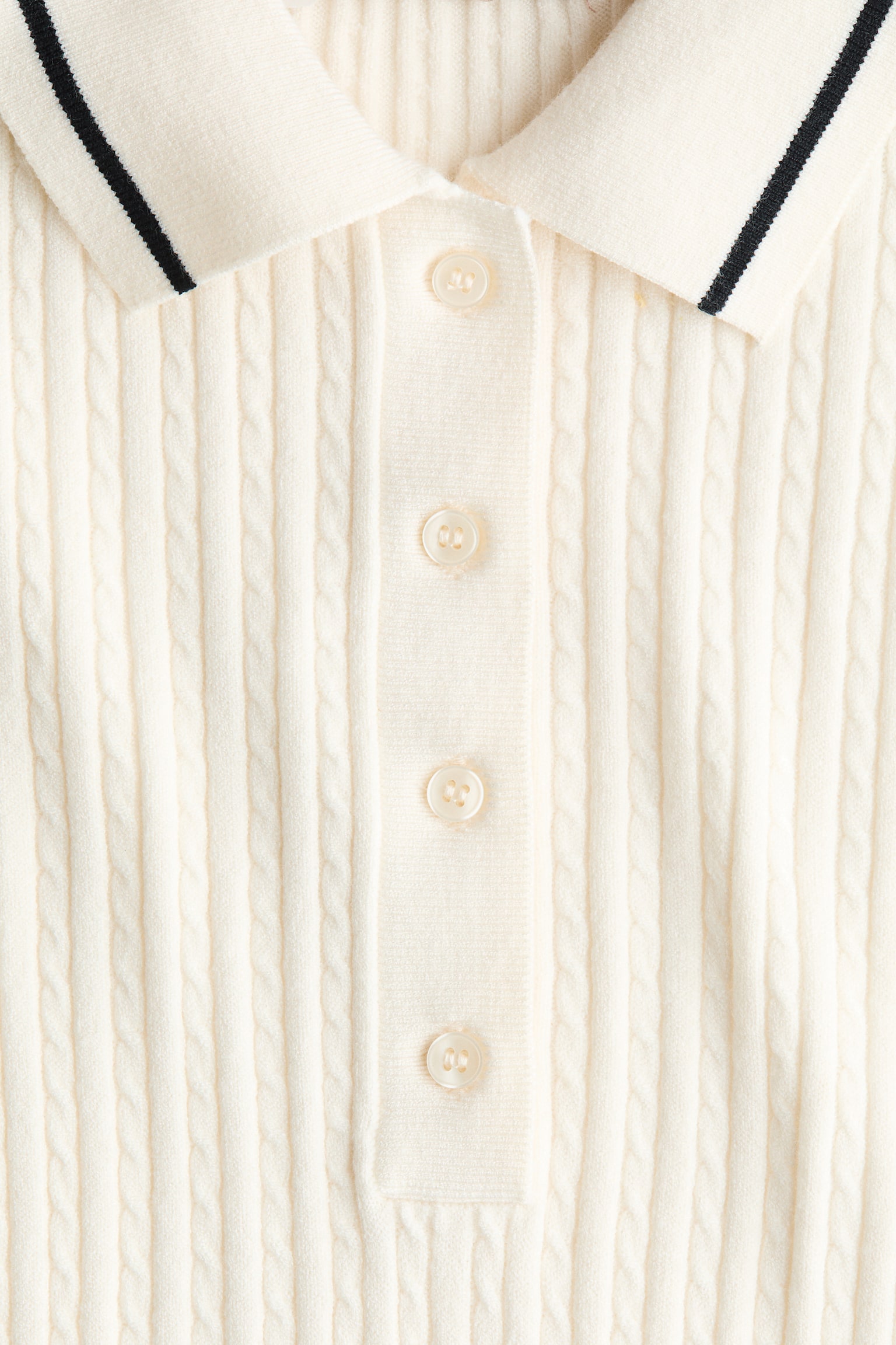 Cable-knit polo dress - Cream - 5