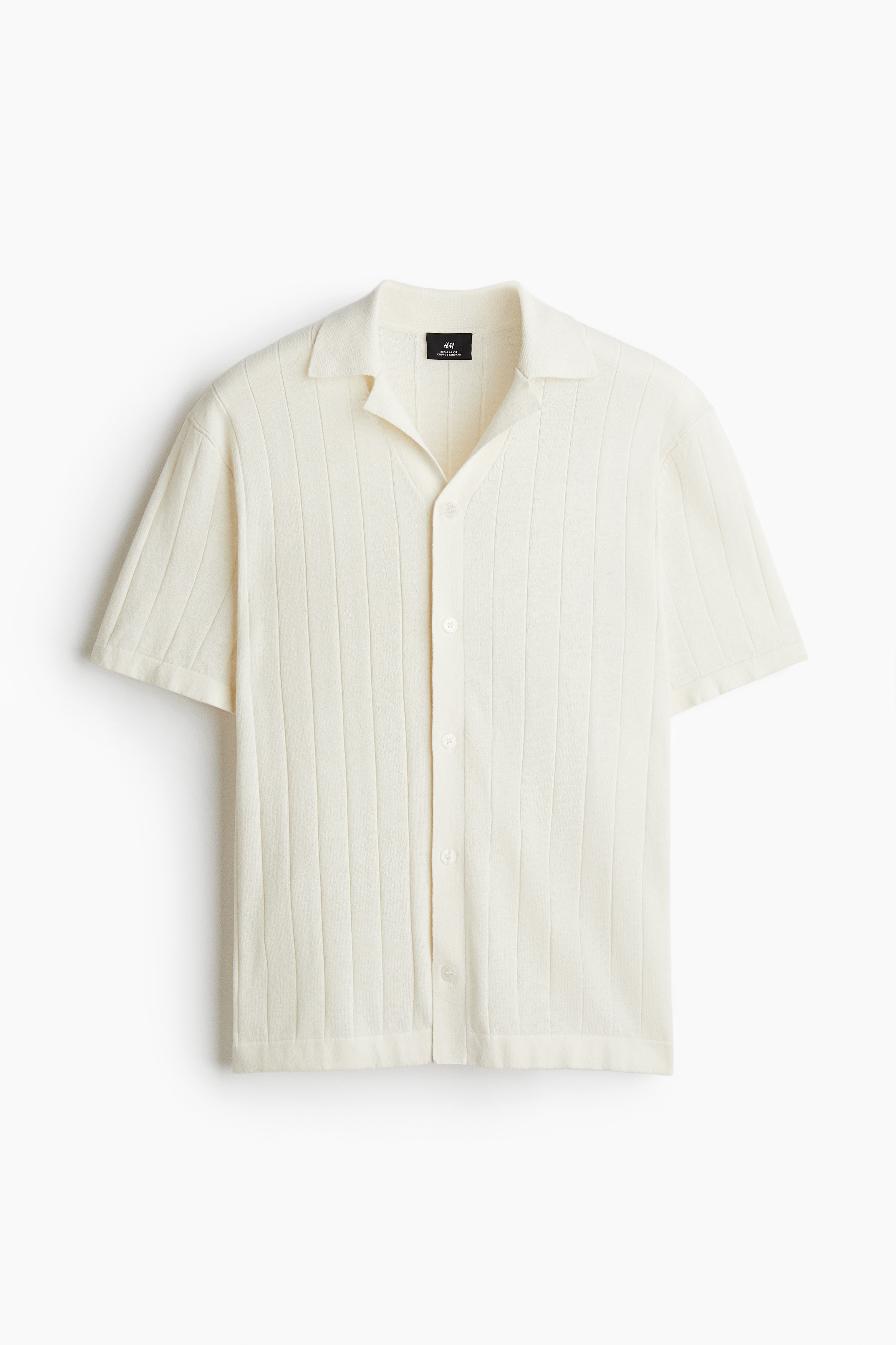 Chemise coupe classique lin mélangé à col cubain - Crème/Beige foncé/Beige foncé/Crème/Vert sauge