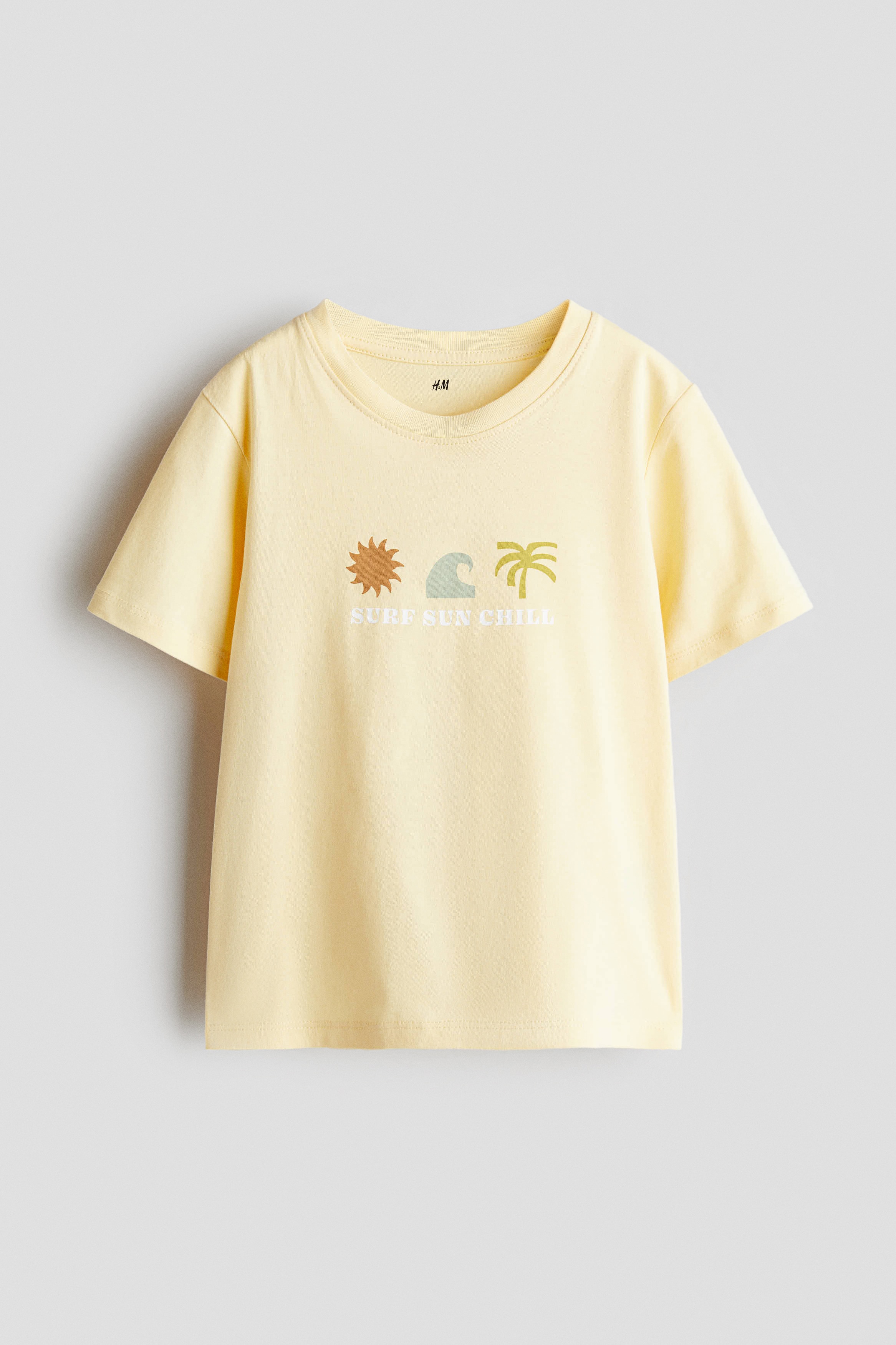Print Tee - Yellow/Surf/Yellow/Animals/Light blue/Paris/Light blue/Dinosaurs/White/Fish/Light yellow/Pickup trucks/Light orange/Chill Mode/Light yellow/Cheetah/Navy blue/Venice/Turquoise/Shark/White/Surfboards/Light beige/Palm trees/Blue/NASA/White/Soccer ball/Light blue/Crab/Light beige/Lions/Light yellow/Stripe