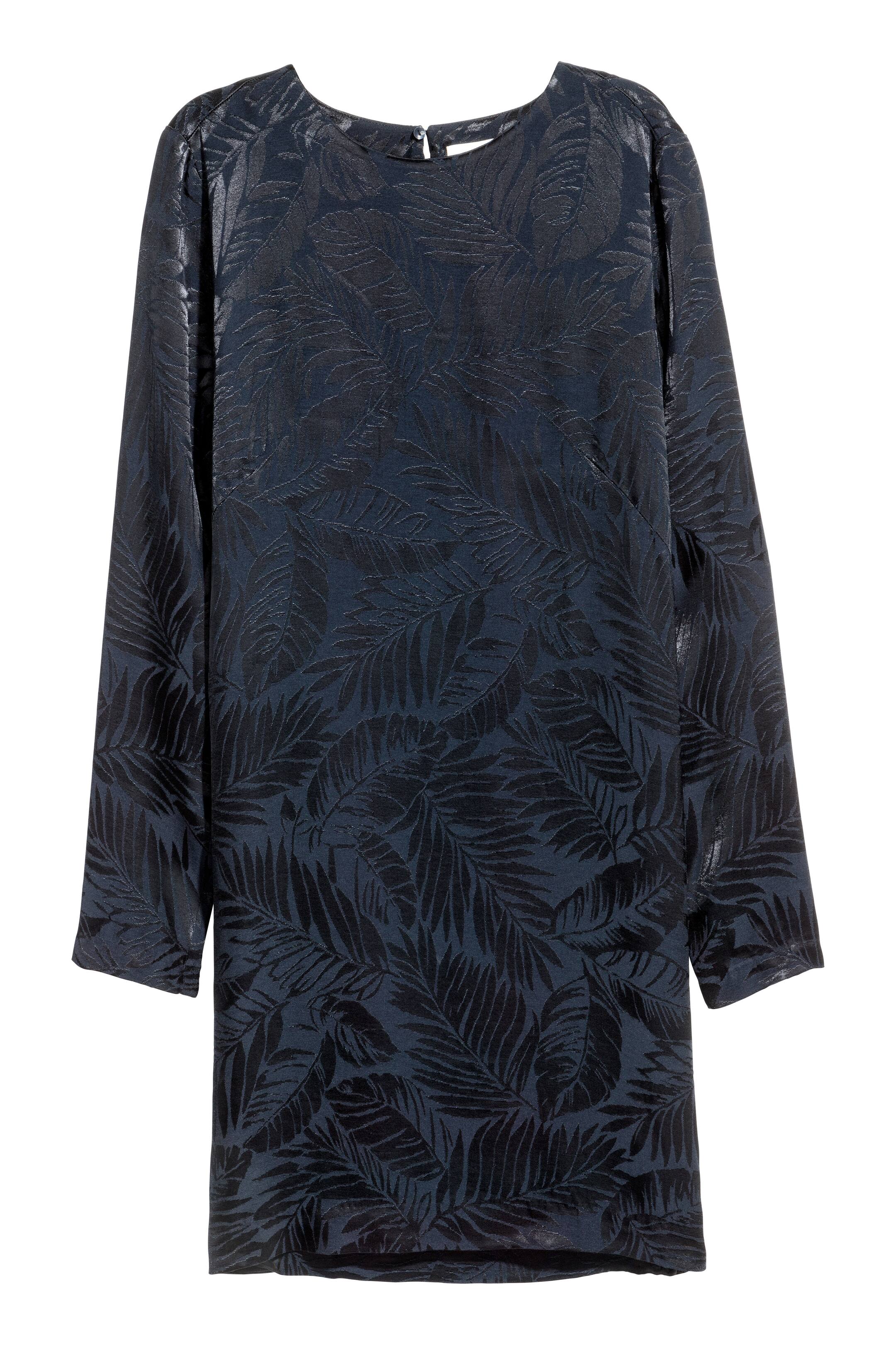 View larger image: Jacquard-weave dress - Dark blue/Patterned - Ladies | H&M GB 1