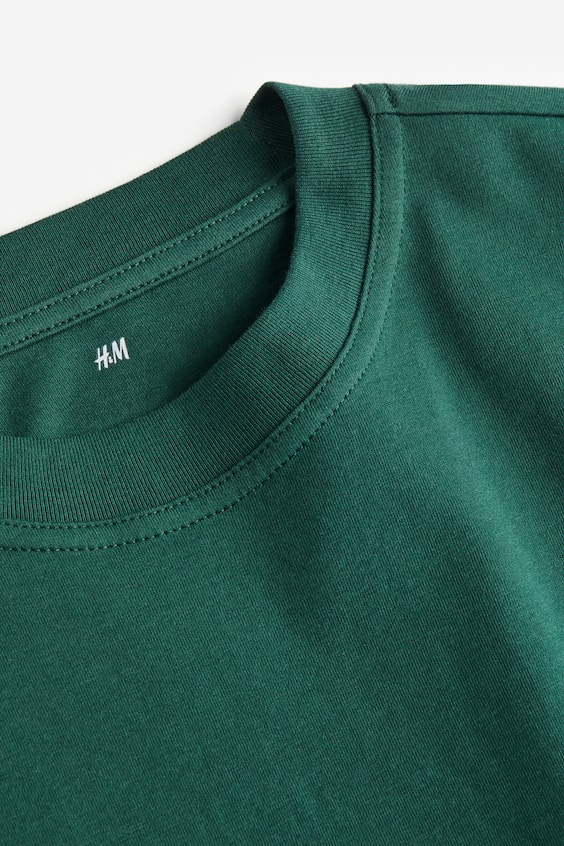 Oversized Fit T-shirt - Round neck - Short sleeve - Dark green - Men ...