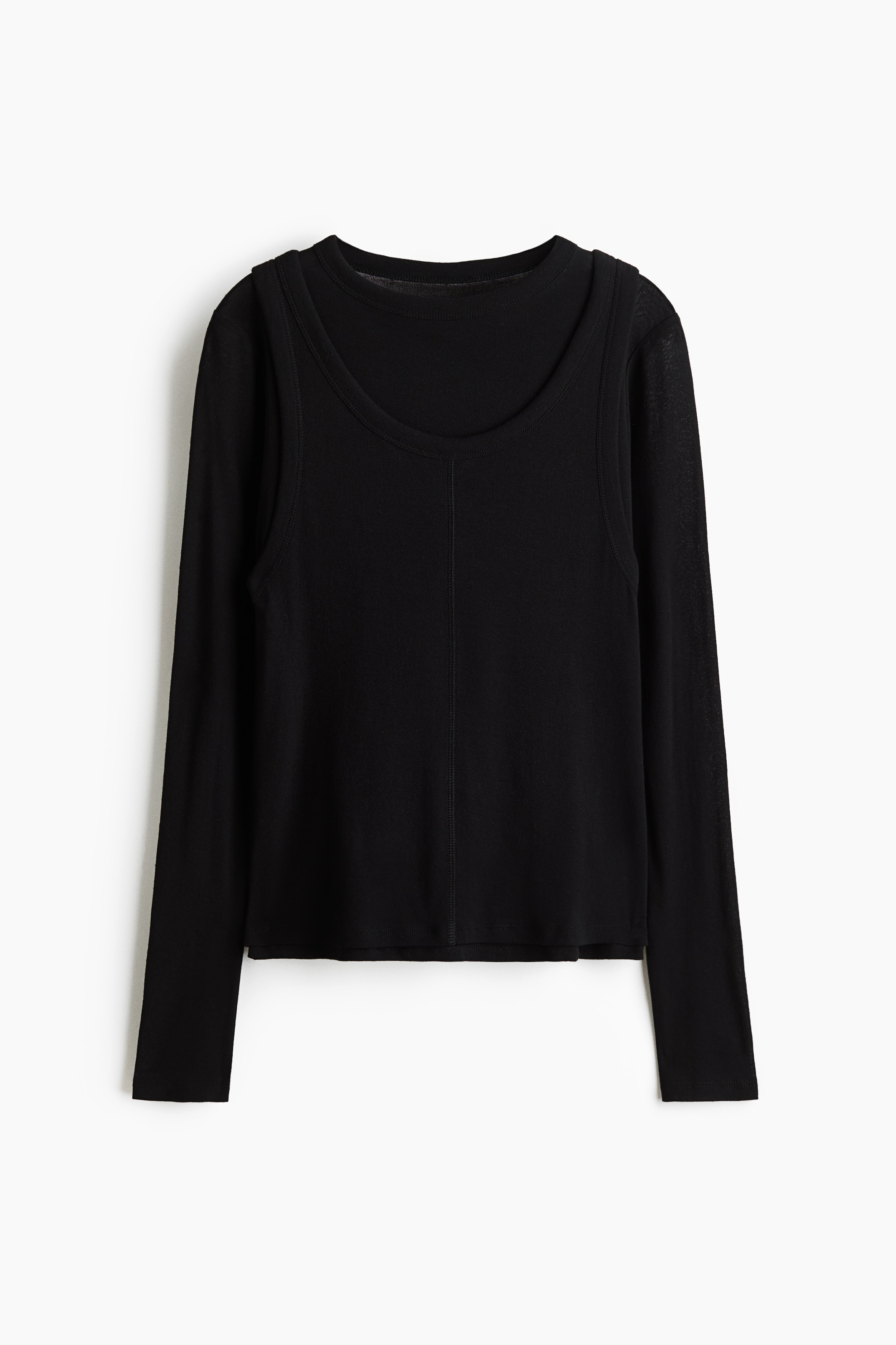 Layered cotton top - Black/White