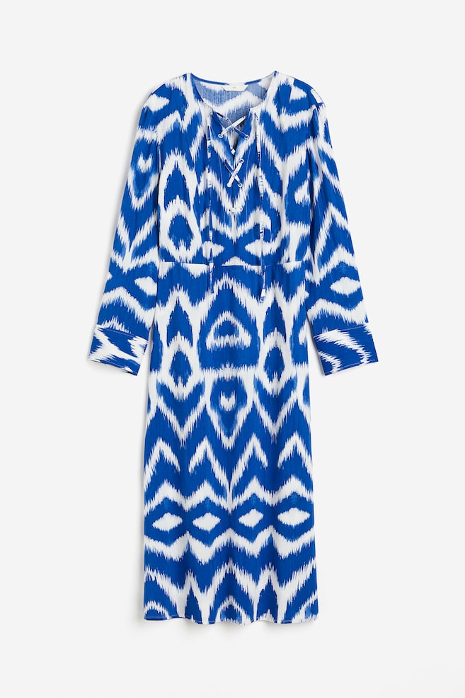 Vestido con detalle de cordón - Azul vivo/Estampado - 1