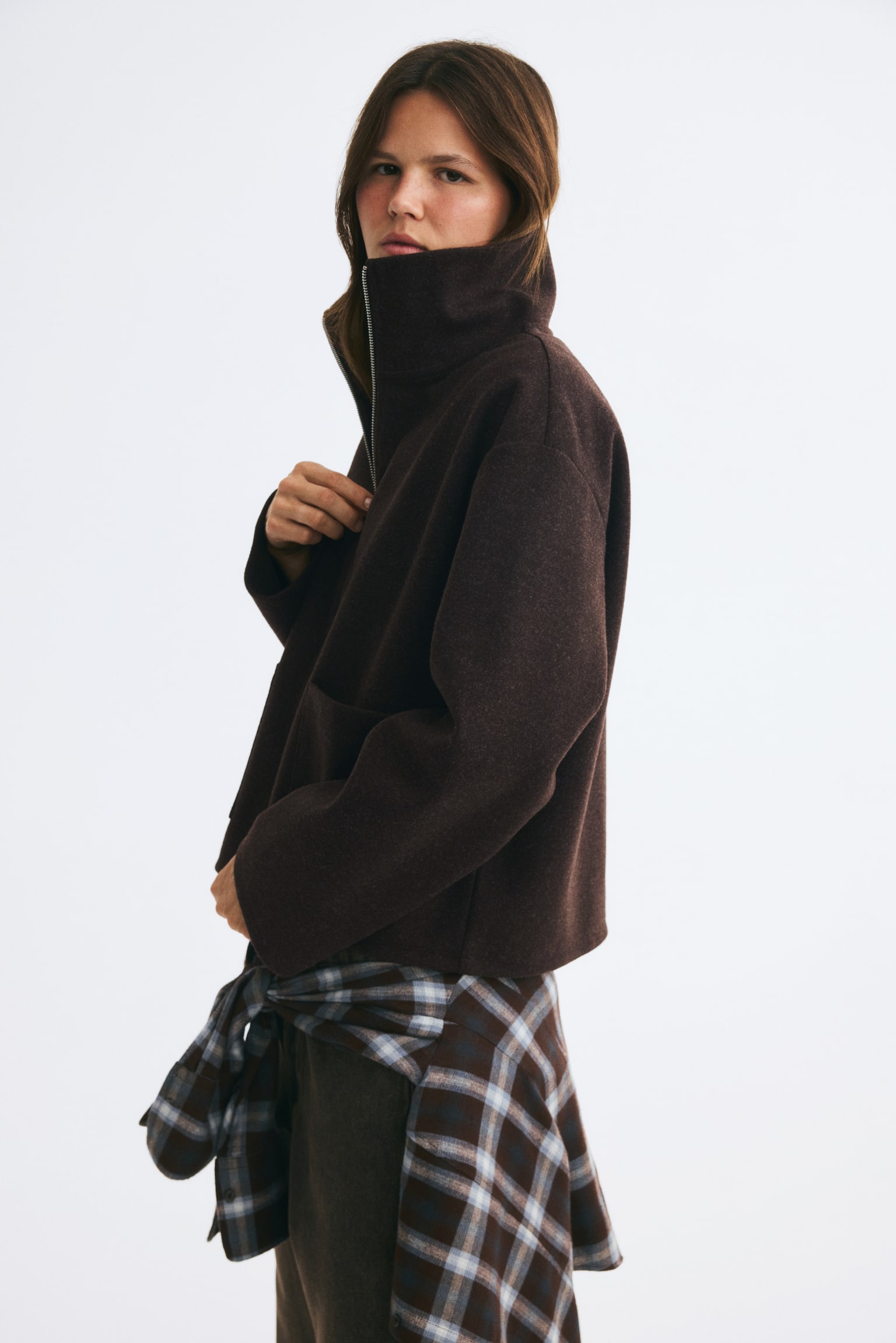 Женская куртка H&M Sweatshirt, цвет: Тёмный коричневый — фото 6