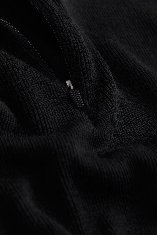 Ribbed Wool Half Zip - Black/Orange - 2