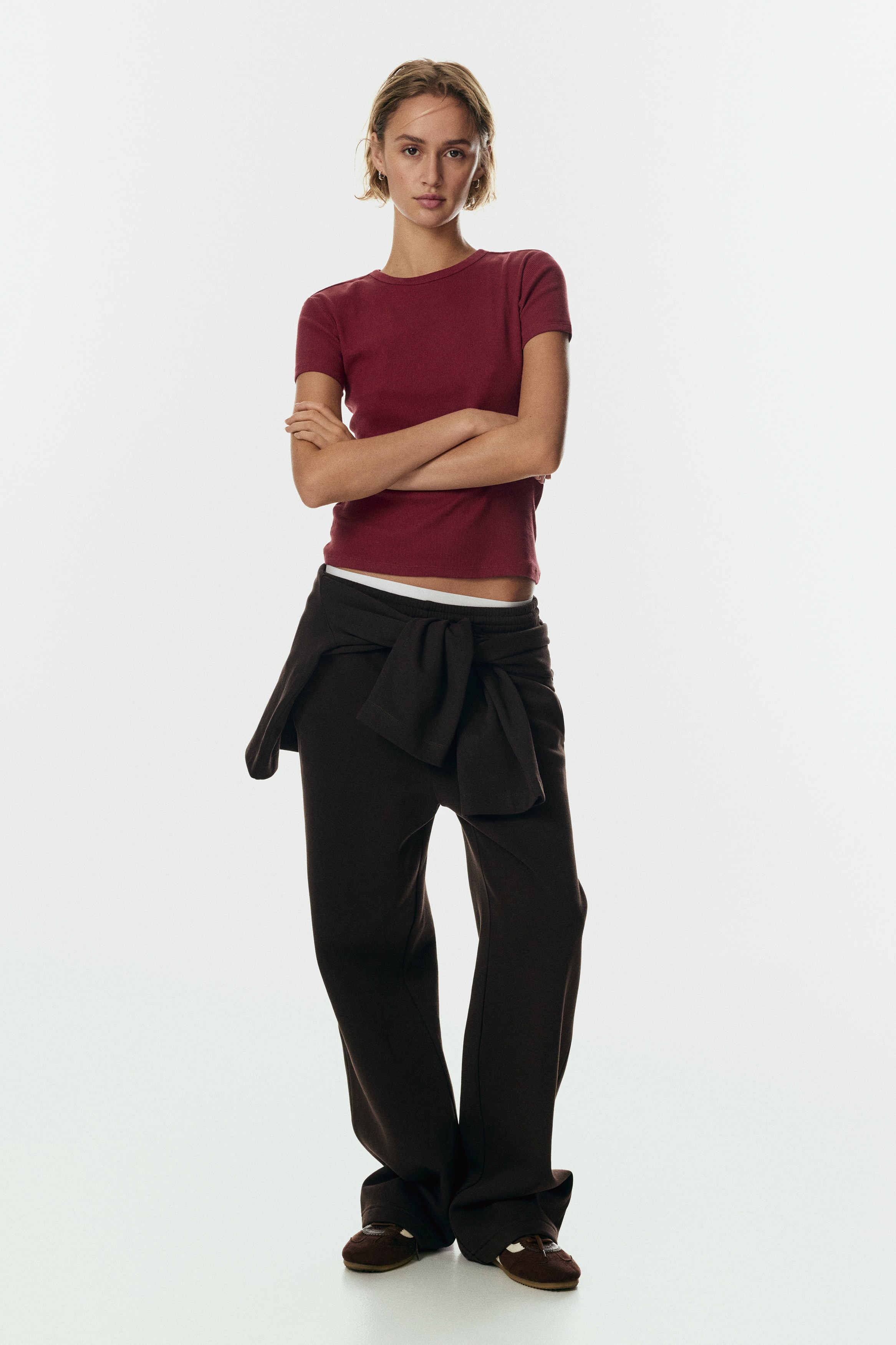 Pantalon en molleton - Marron foncé/Noir/Gris clair chiné/Gris chiné/Rouge foncé/Bleu marine/Turquoise clair/Bordeaux/Crème