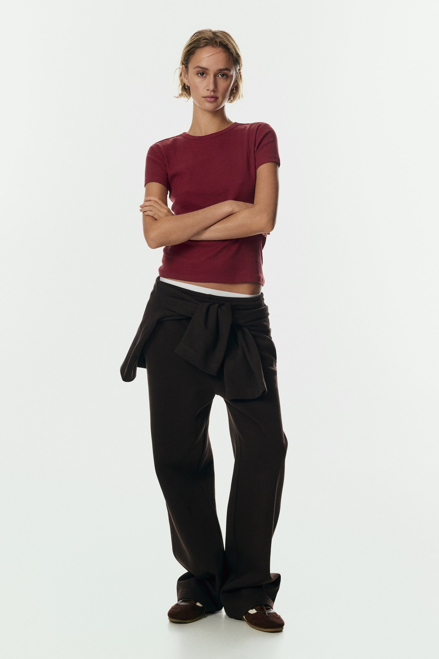 Teplákové nohavice - Tmavohnedá/Čierna/Svetlosivá melírovaná/Burgundská červená/Námornícka modrá/Kaki/Púdrová ružová/Sivomodrá/Krémová/Burgundská červená/Krémová - 2