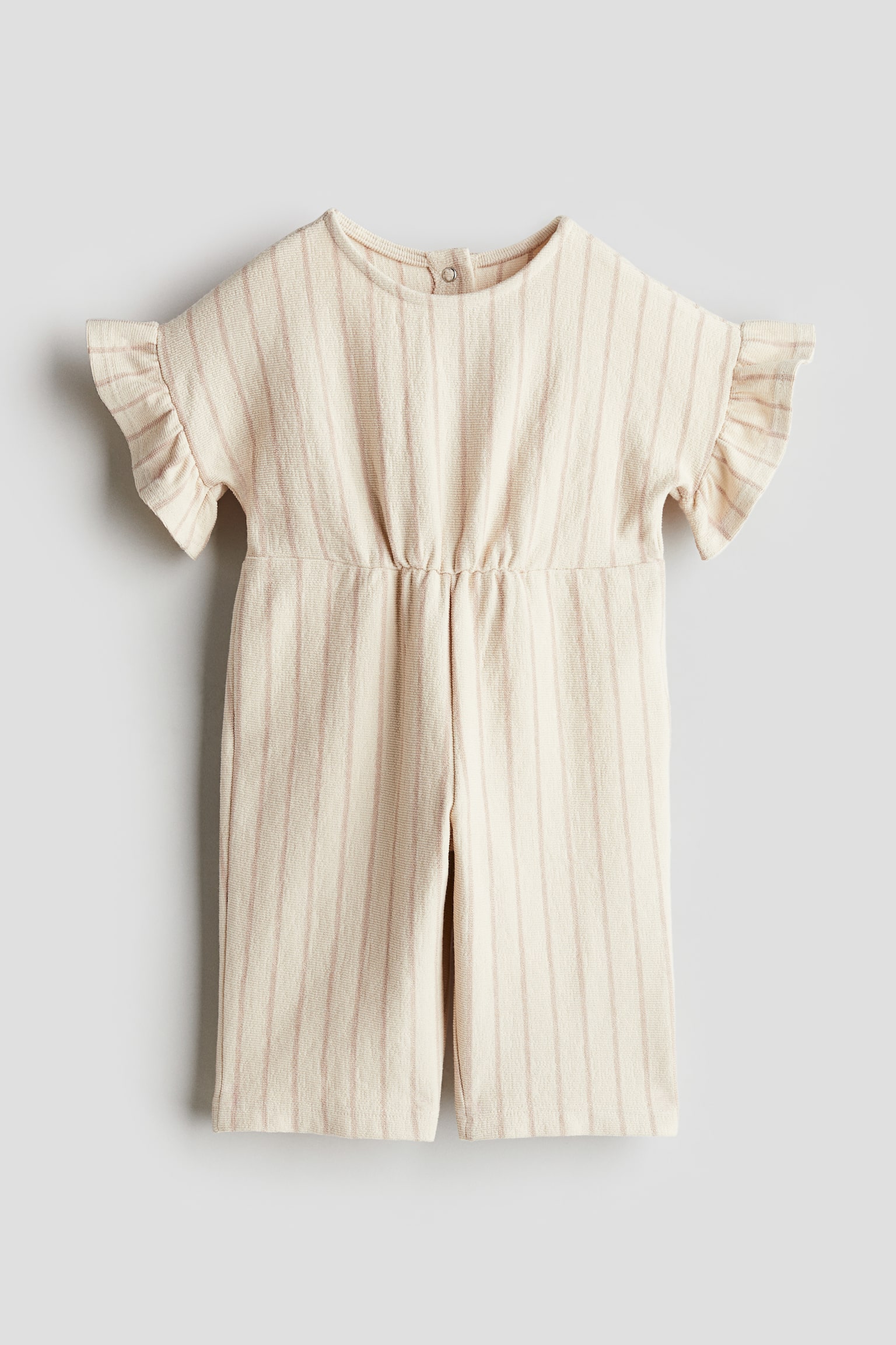 Short Sleeve Cotton Romper - Light beige/Stripe/White/Floral - 1