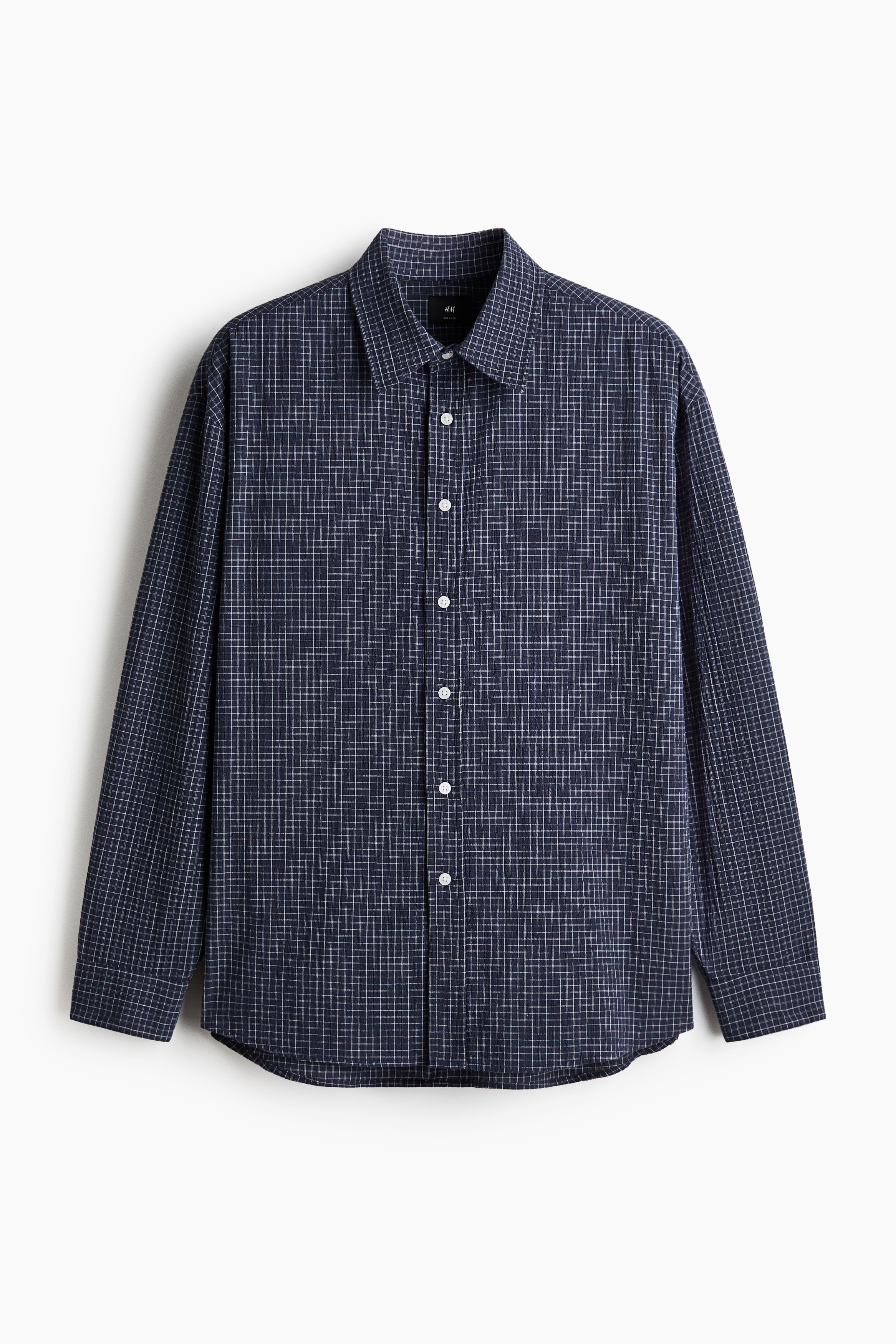 Relaxed-Fit Cotton Shirt - Dark blue/checked