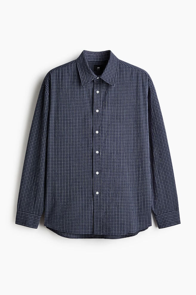 Relaxed Fit Cotton shirt - Dark blue/Checked - 1