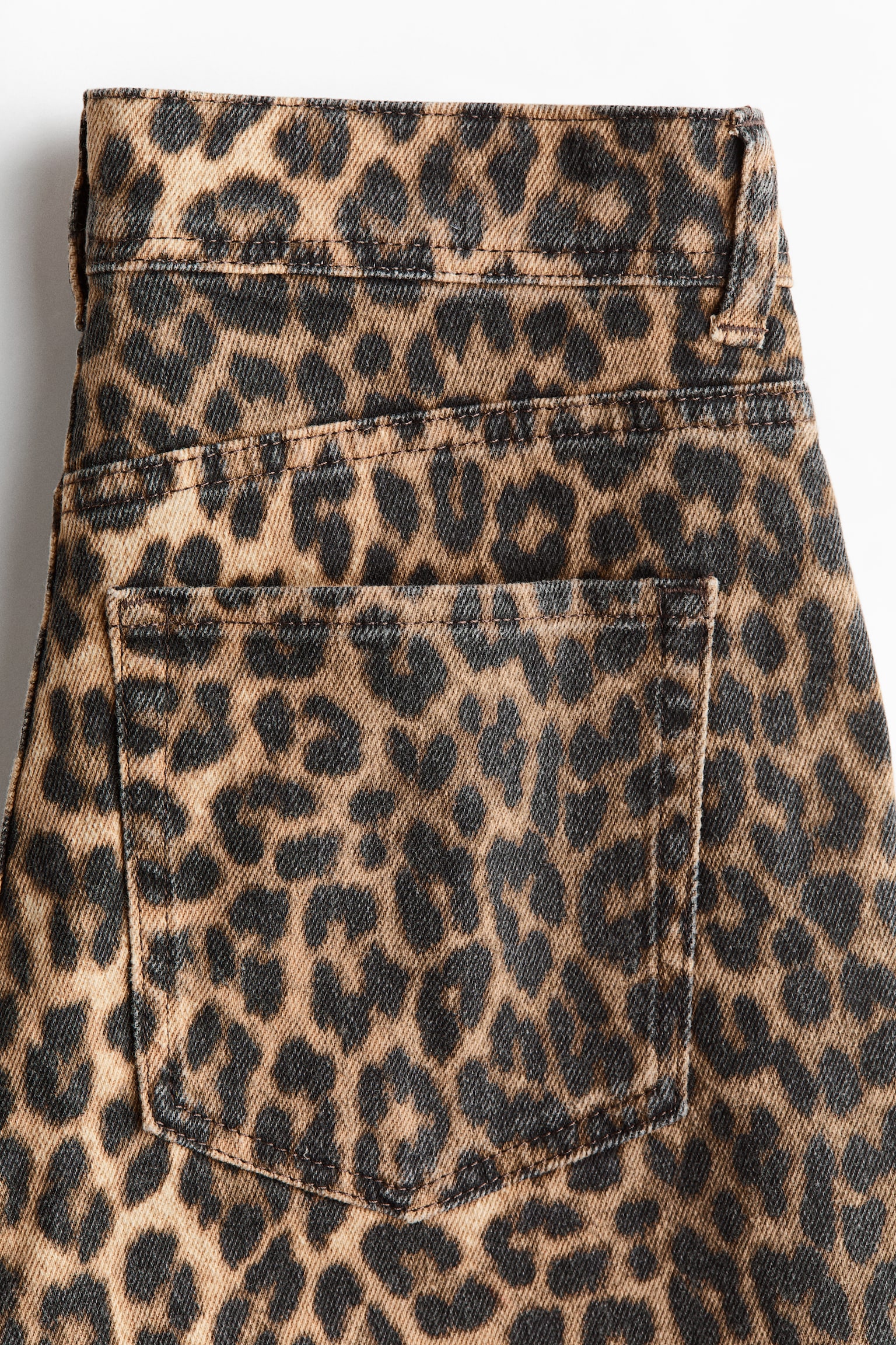 Женские джинсы H&M Wide High Waist Ankle, цвет: Бежевый / Леопардовый с принтом — фото 6