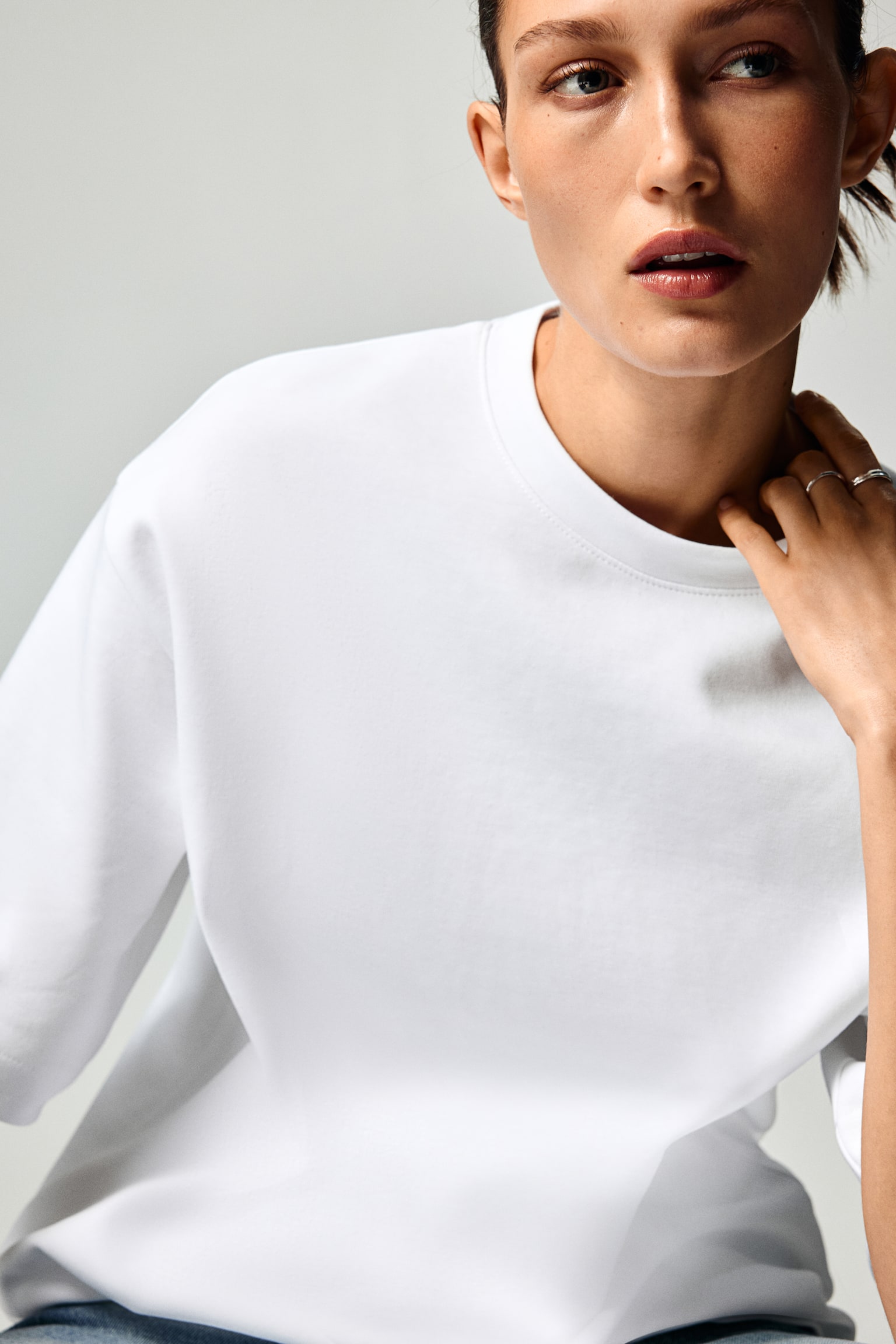 Playera en punto interlock - Blanco/Negro/Morado tenue - 4