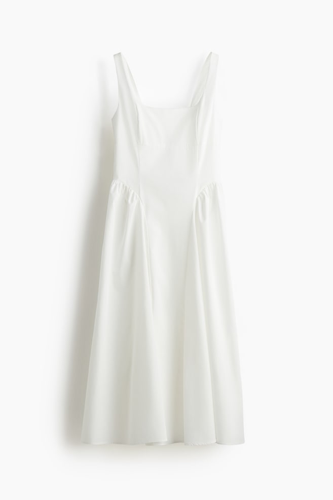 Robe en popeline avec liens à nouer dans le dos - Blanc - 1