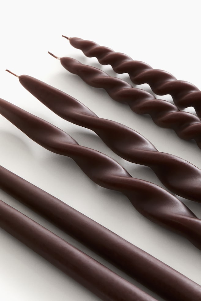 6-pack Taper Candles - Dark brown/Dark green/Light beige/Sage green/White/Light yellow/Light pink/Light taupe - 3