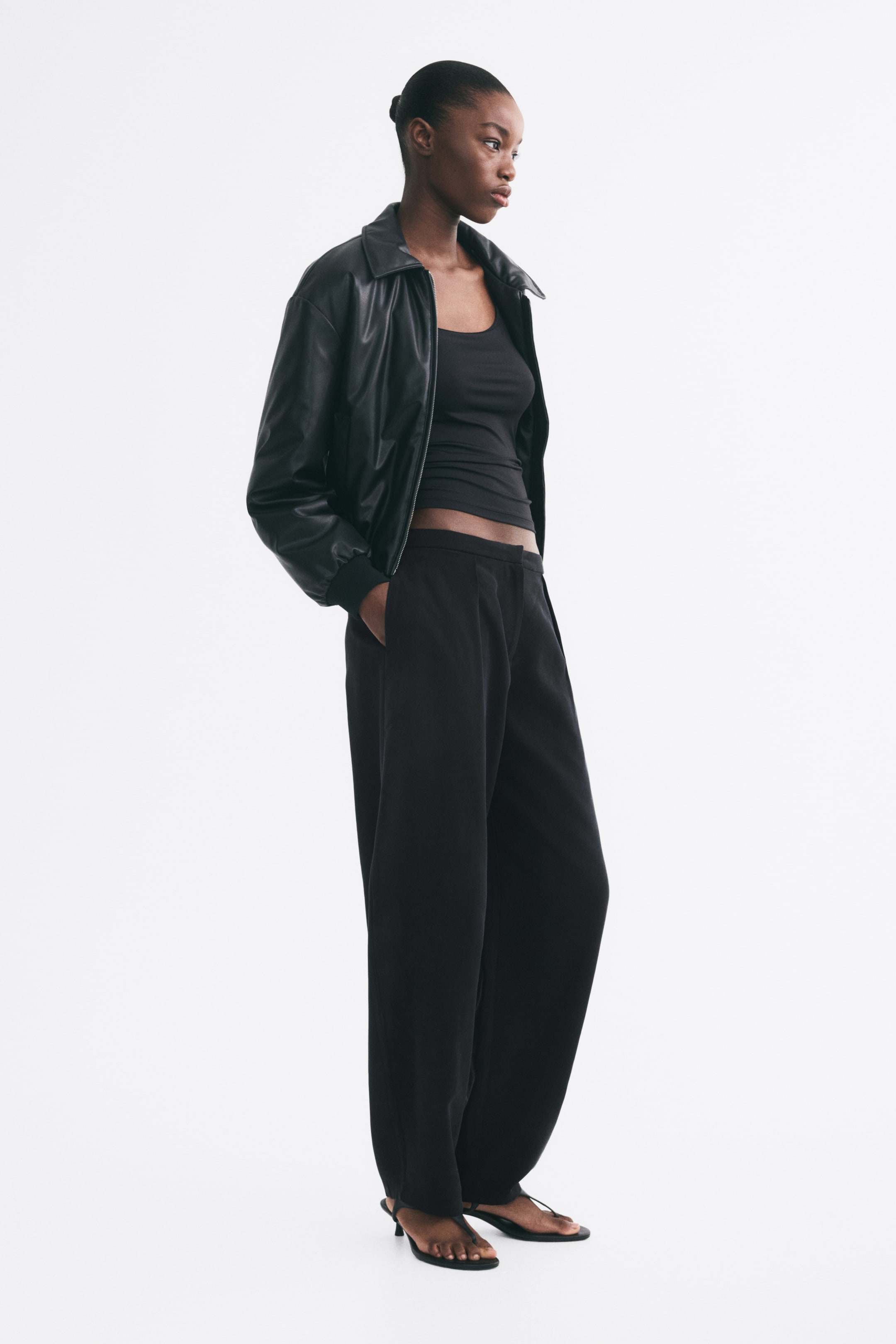 Pantalon tonneau en viscose mélangée