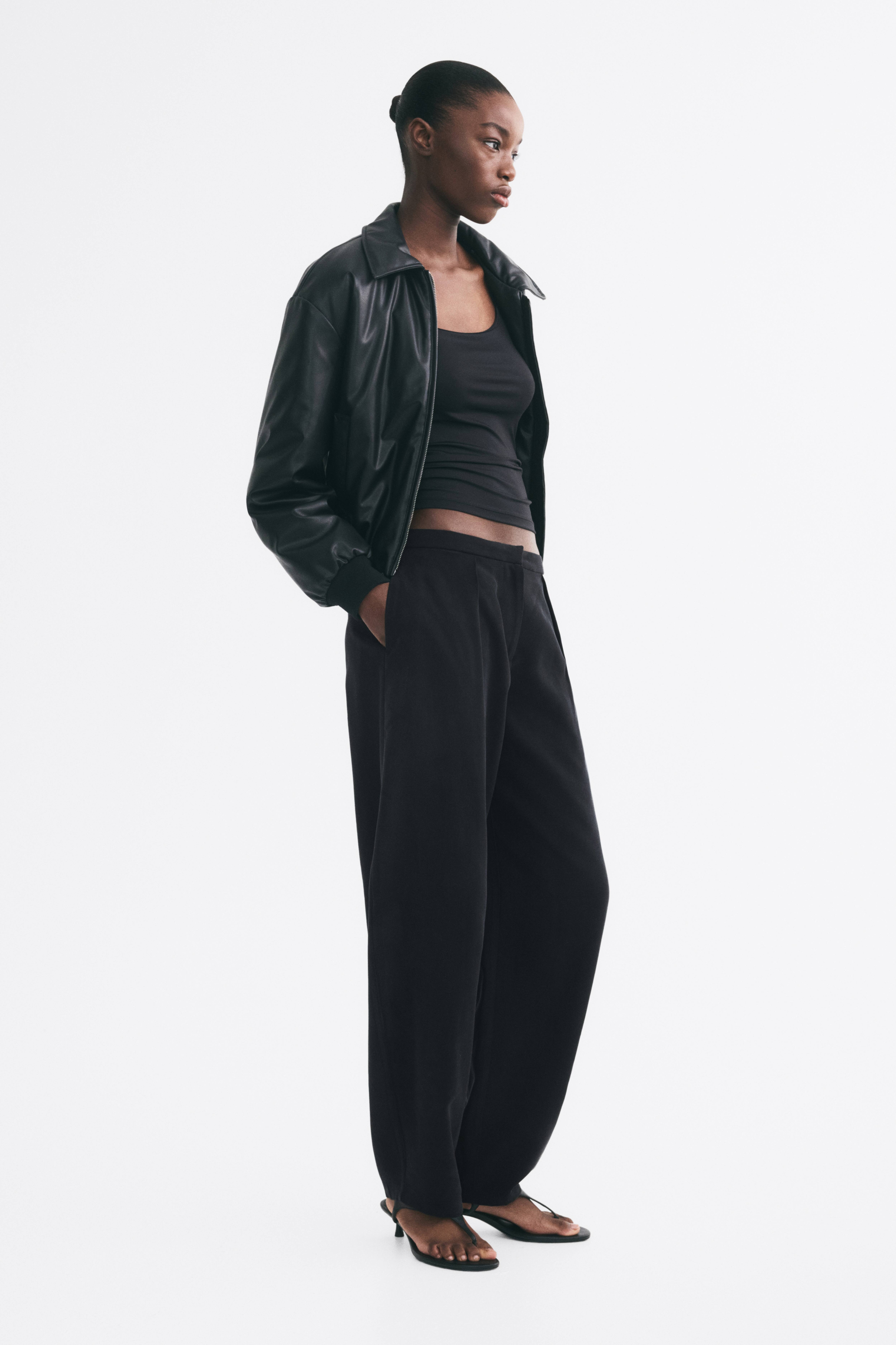 Viscose-Blend Barrel-Leg Pants
