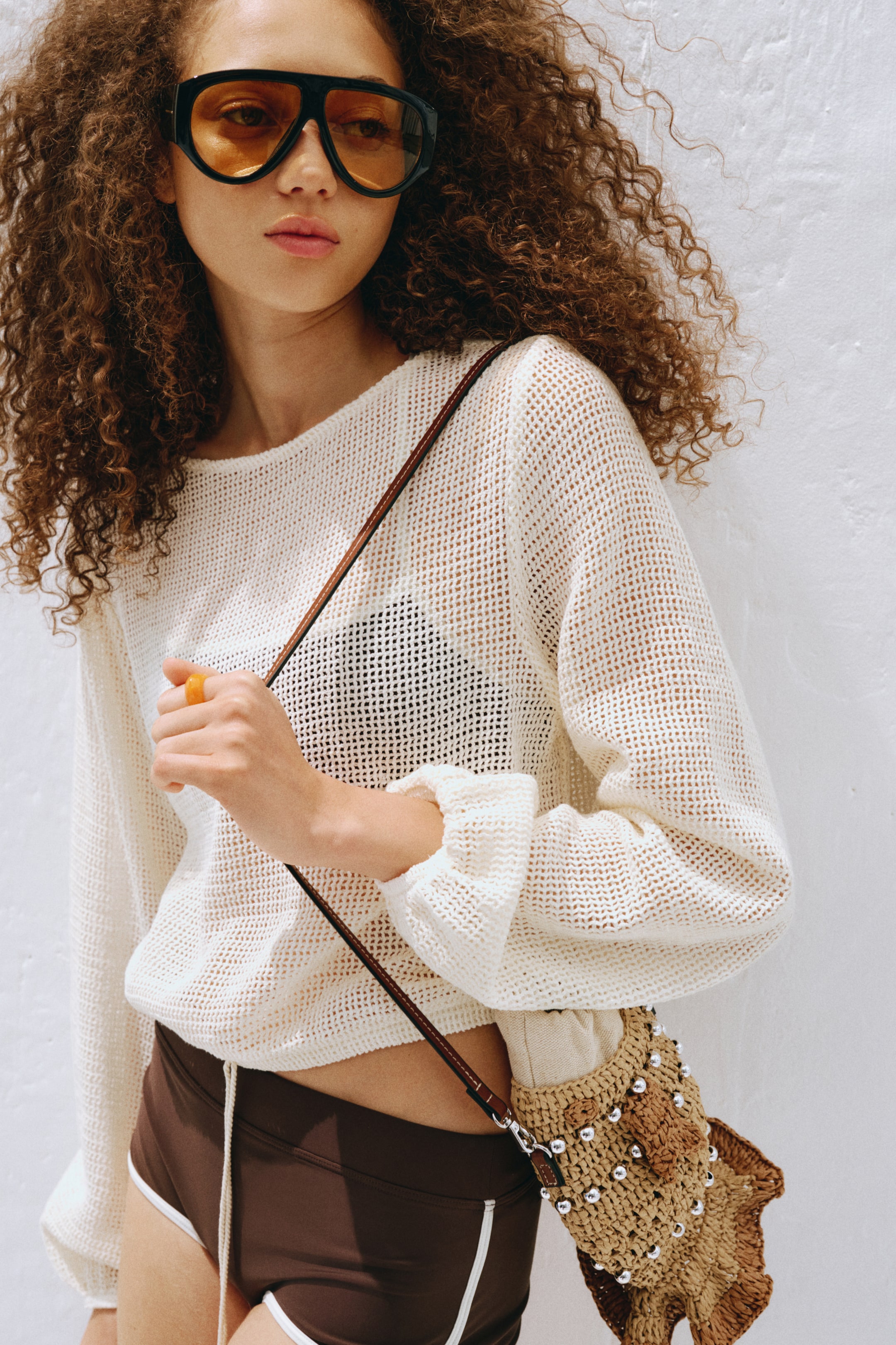 Женские топы H&M Drawstring-Detail Mesh Top — фото 4