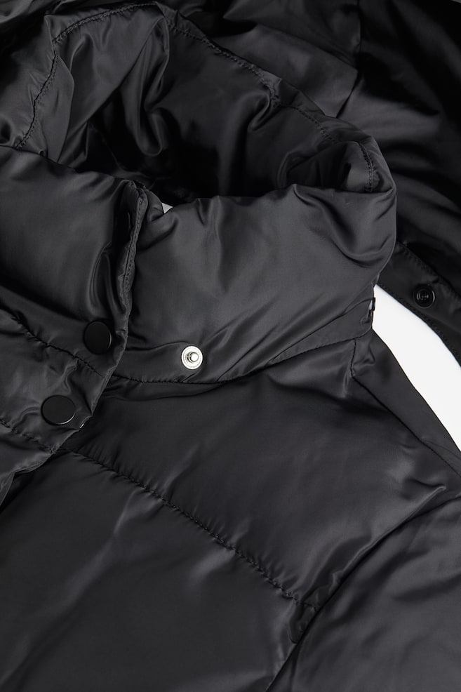 Long puffer jacket - Black/Khaki green - 7