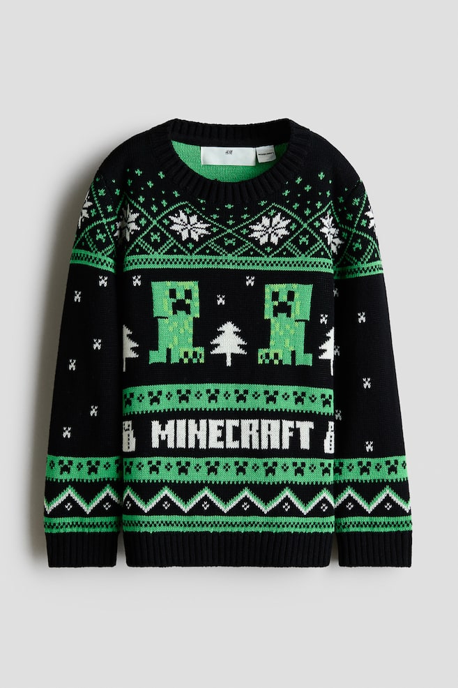 Jersey en punto jacquard de algodón - Negro/Minecraft/Azul marino/Spiderman - 1