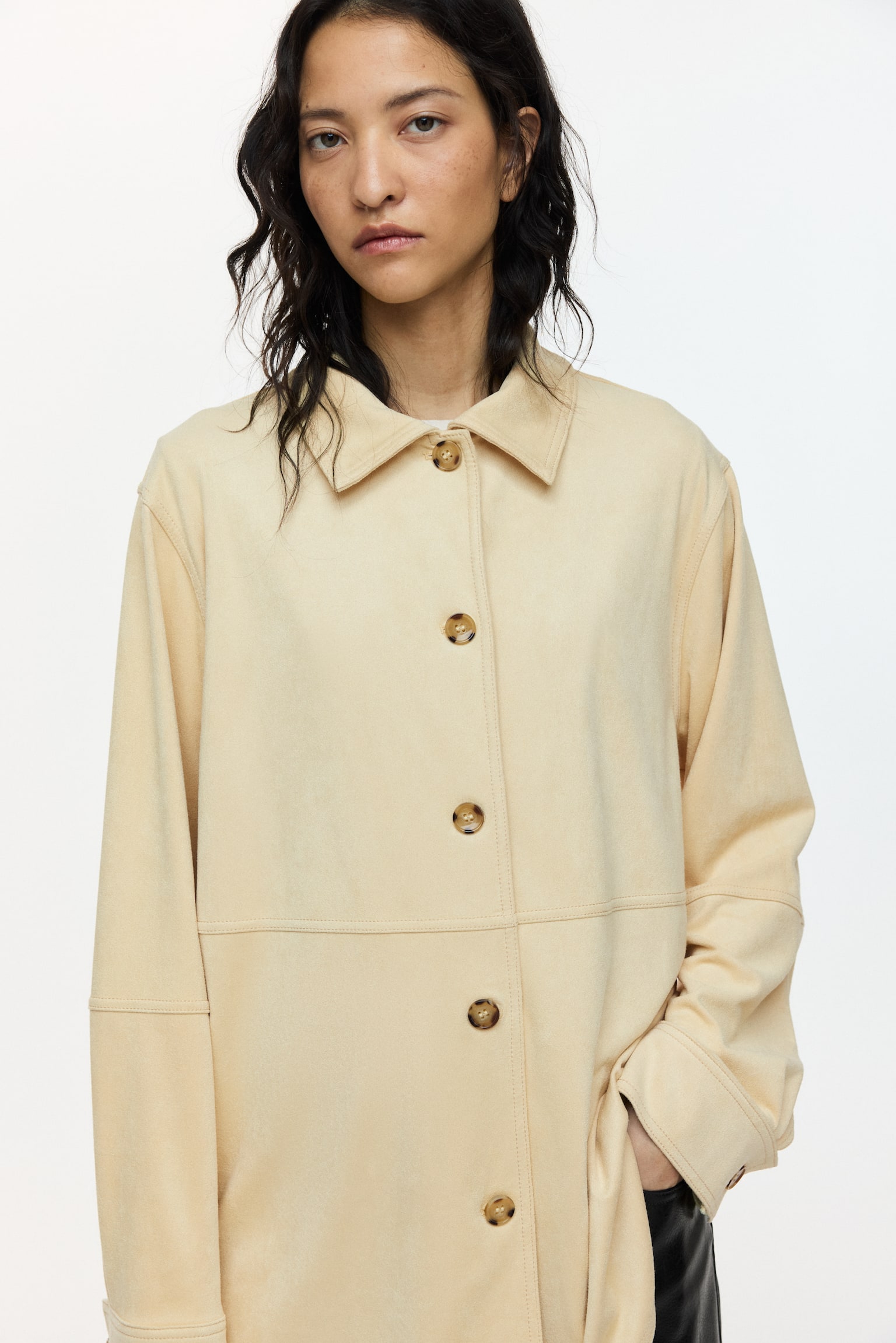 Loose-fit shirt - Beige/Brown - 1