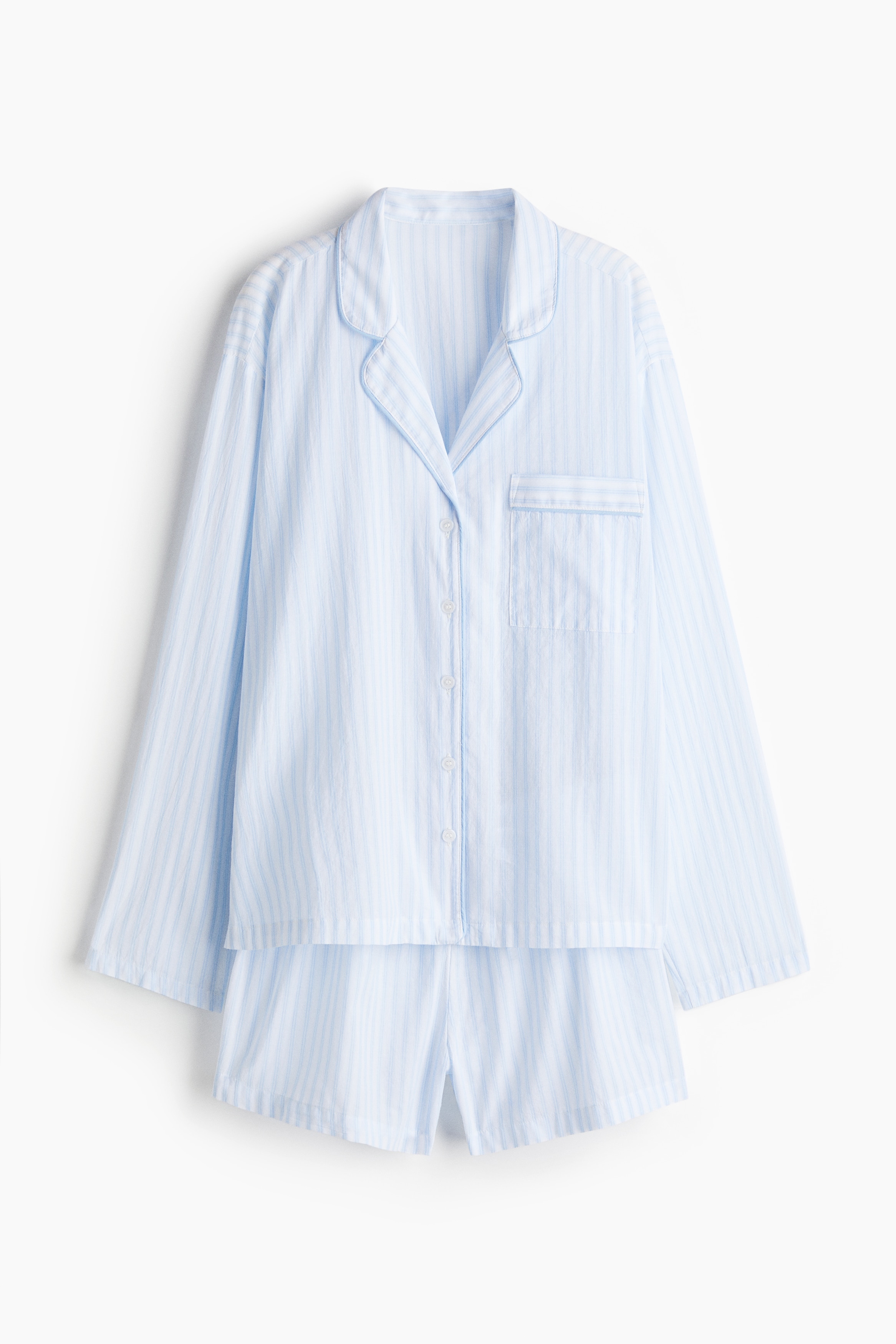 Cotton Pyjama Set - White/Light blue stripe/White/Turquoise stripe