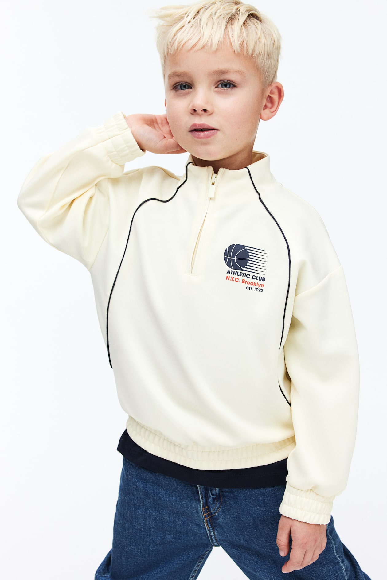 Half Zip Sweater Light yellow/Basketball Kids H&M AU
