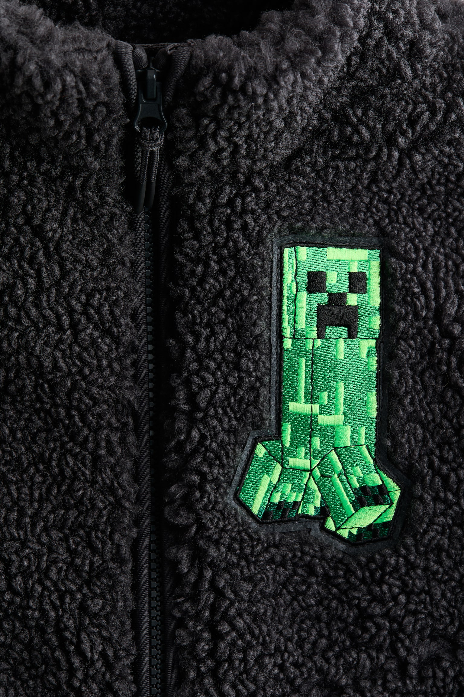 Motif-detail teddy gilet - Black/Minecraft - 2
