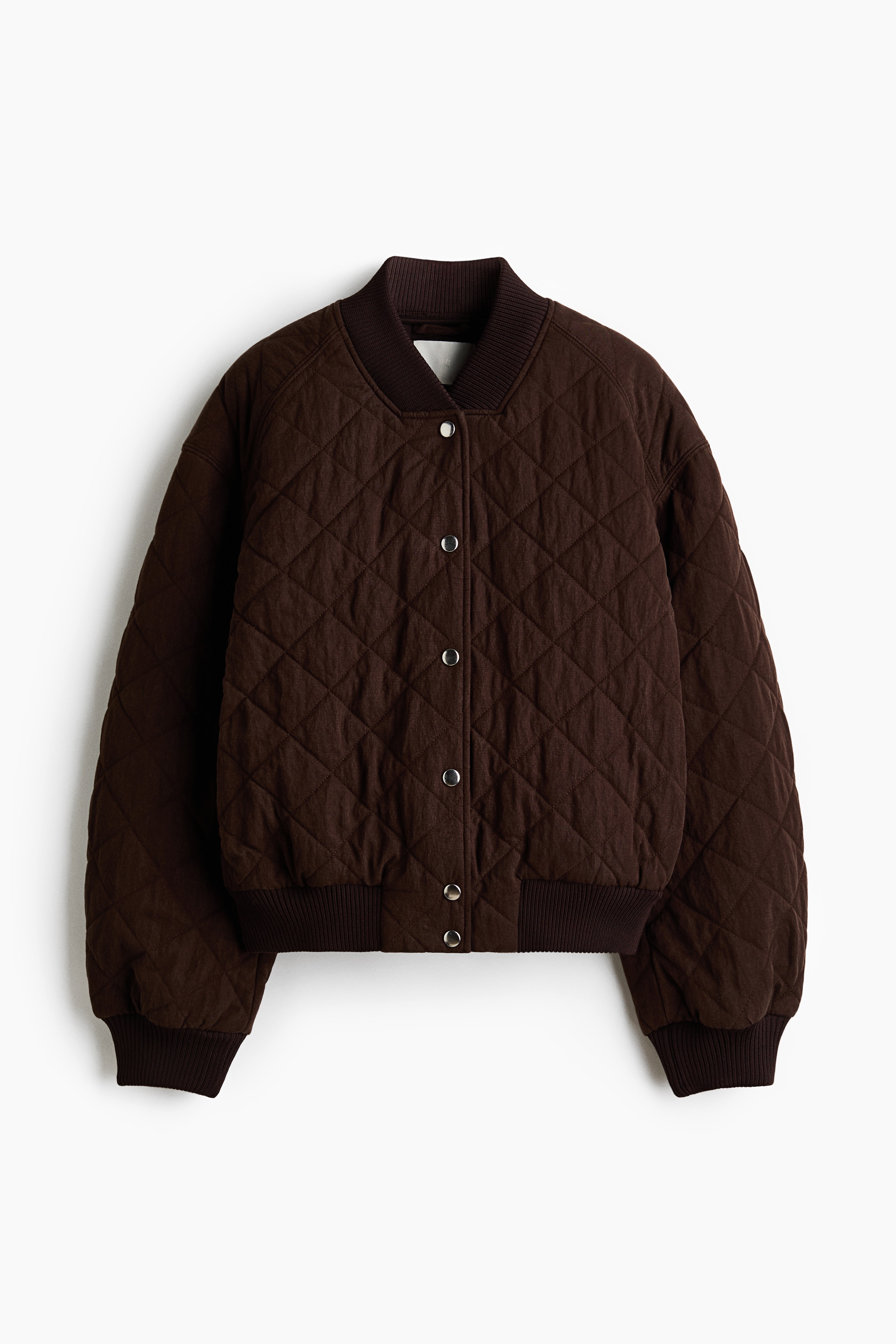 Quilted bomber jacket - Dark brown/Beige