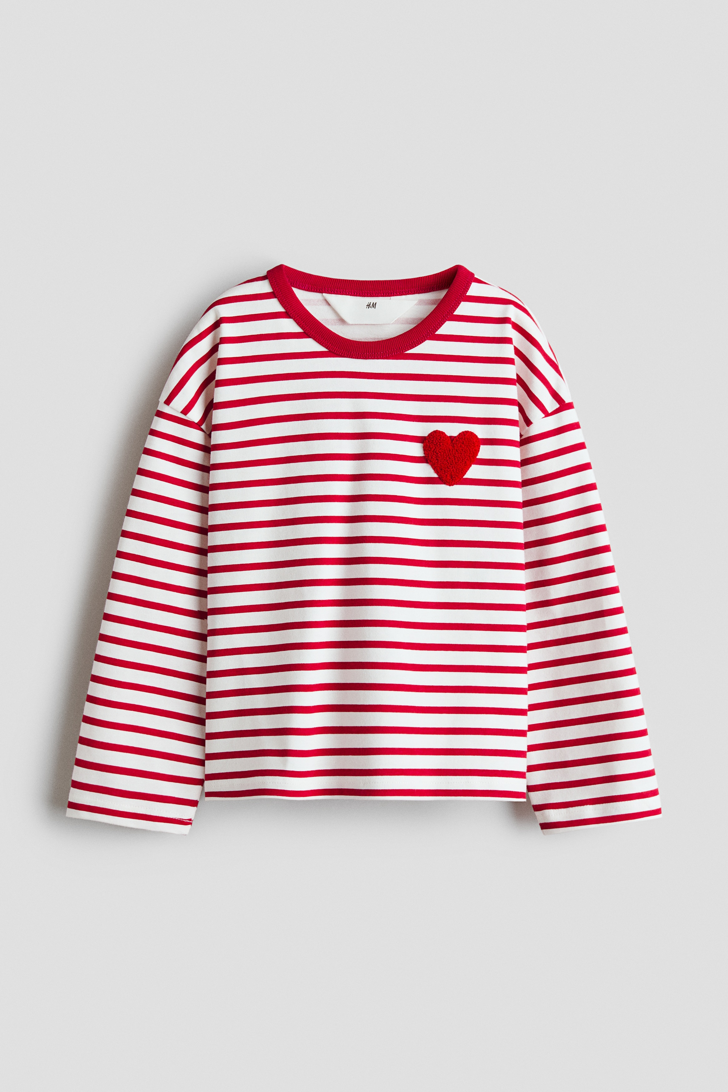 Rød/Hvit stripet Langermet T-shirt - Size: 134/140 (8-10Y)  - H&M