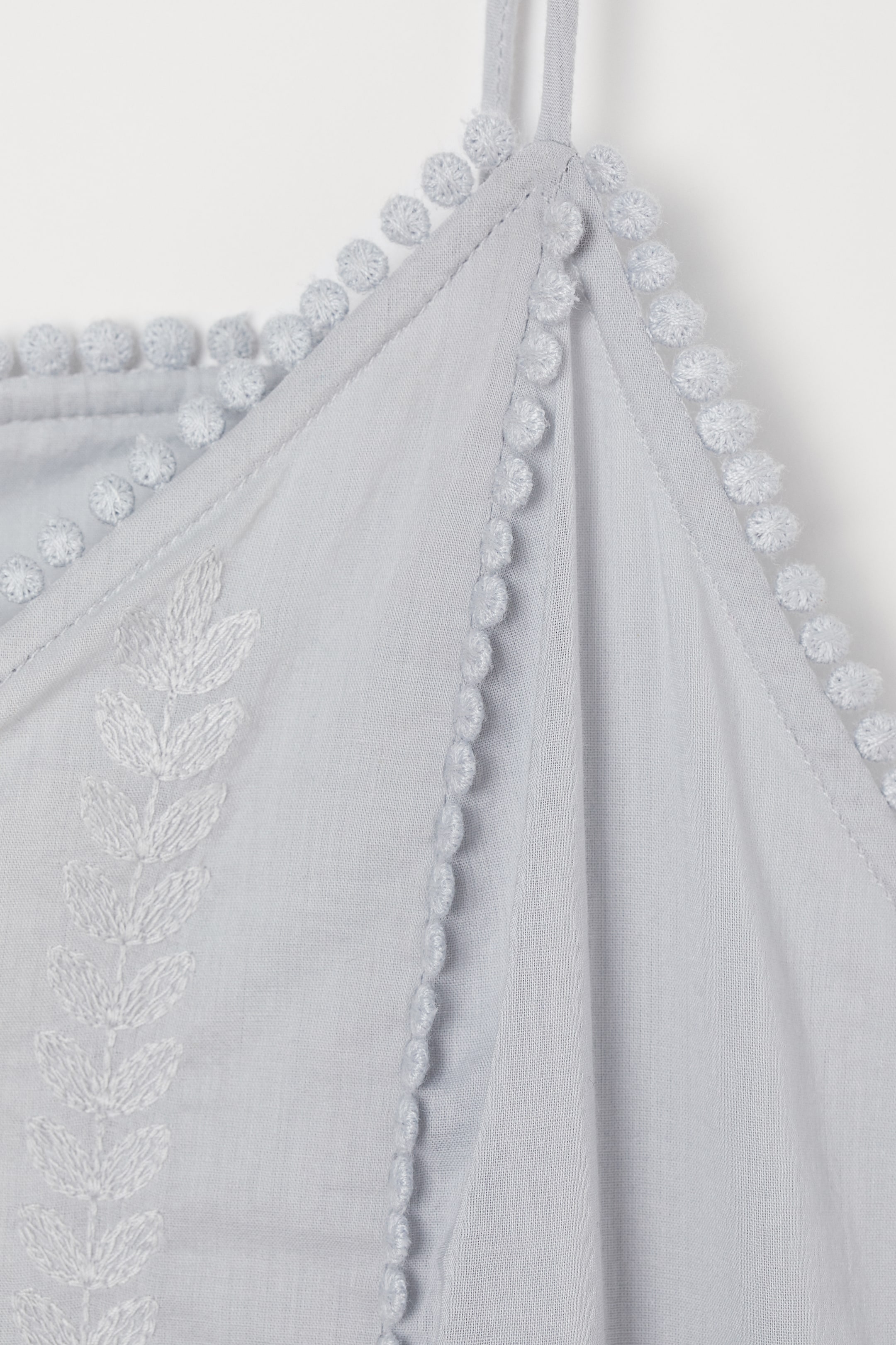 View larger image: Embroidered Cotton Dress - Light gray-blue - Ladies | H&M US 2