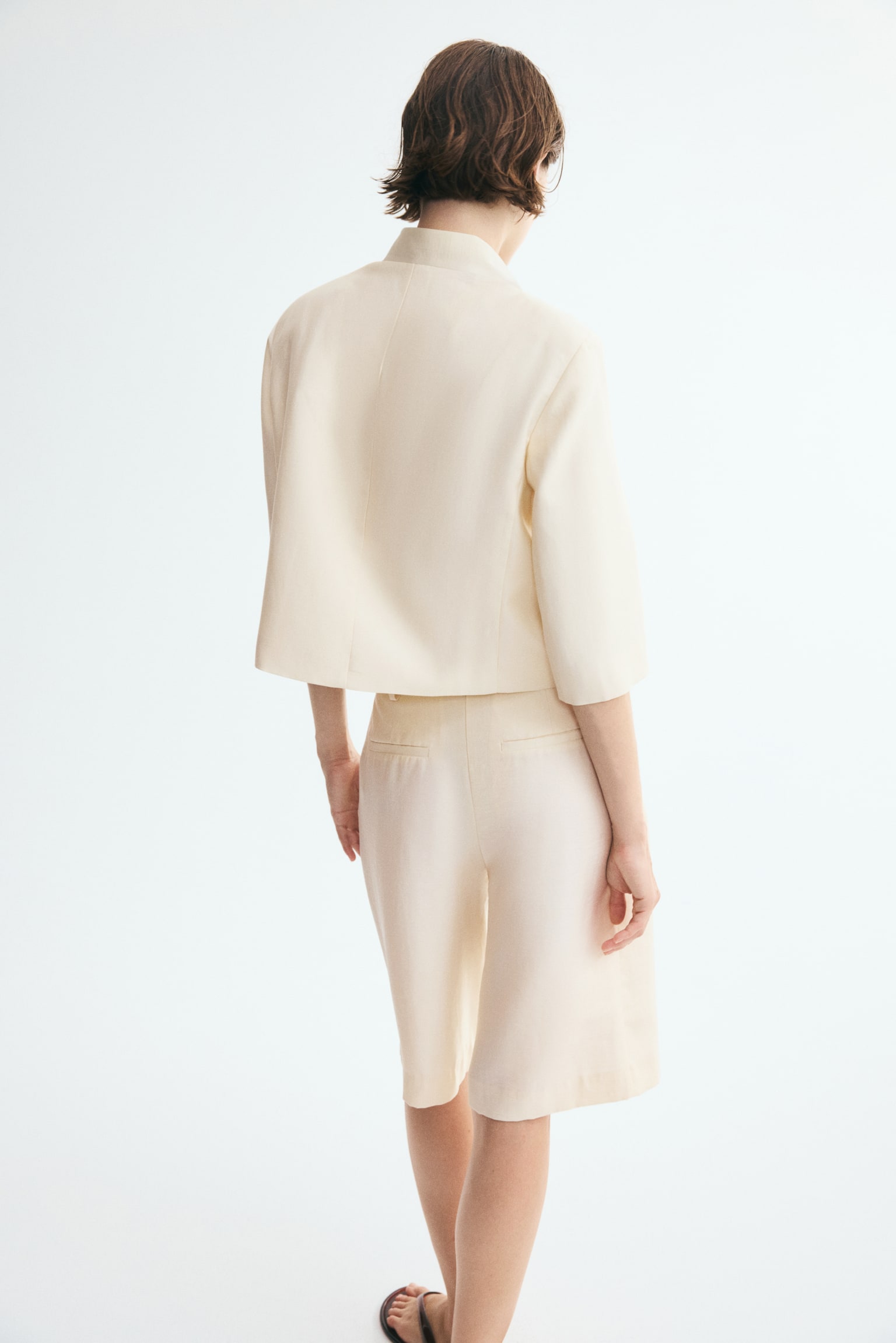 Женская куртка H&M Lyocell-Blend Jacket with Elbow-Length Sleeves, цвет: Кремовый — фото 6
