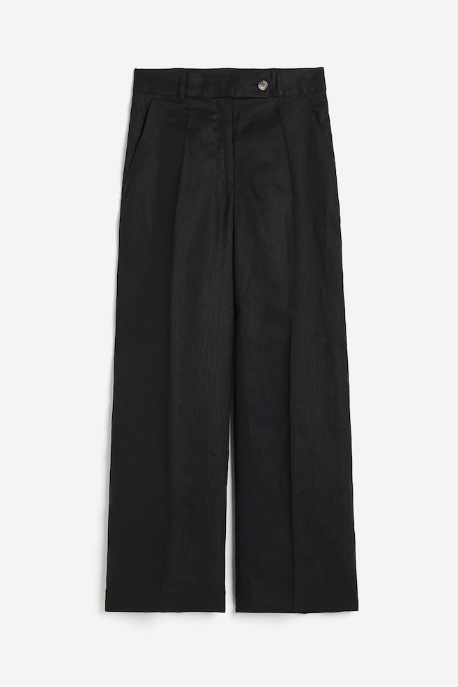 Pantalon de tailleur en lin - Noir/Beige clair/rayures tennis - 2
