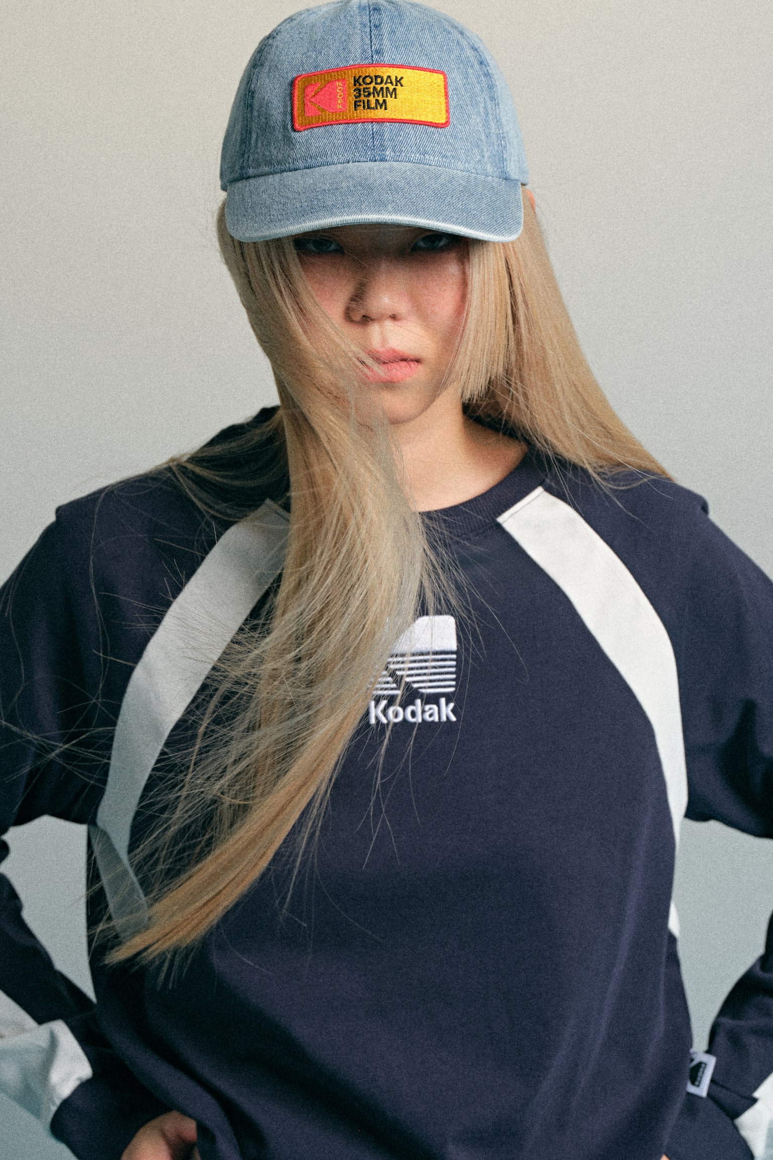 拼色棉質上衣 - 海軍藍/Kodak/酒紅色/Kodak - 5