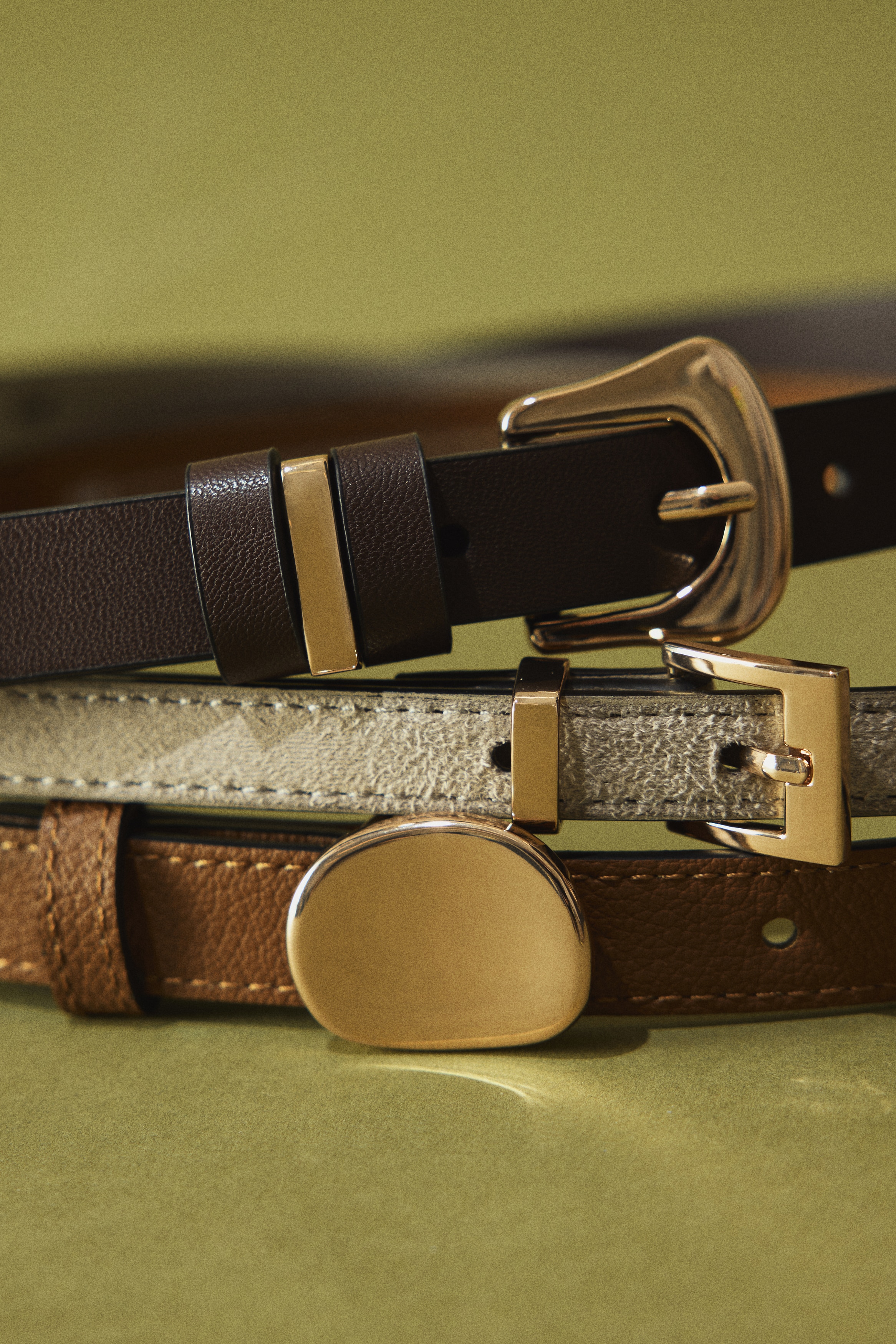 Σετ με 3 ζώνες - Σκούρο καφέ/ανοιχτό μπεζ