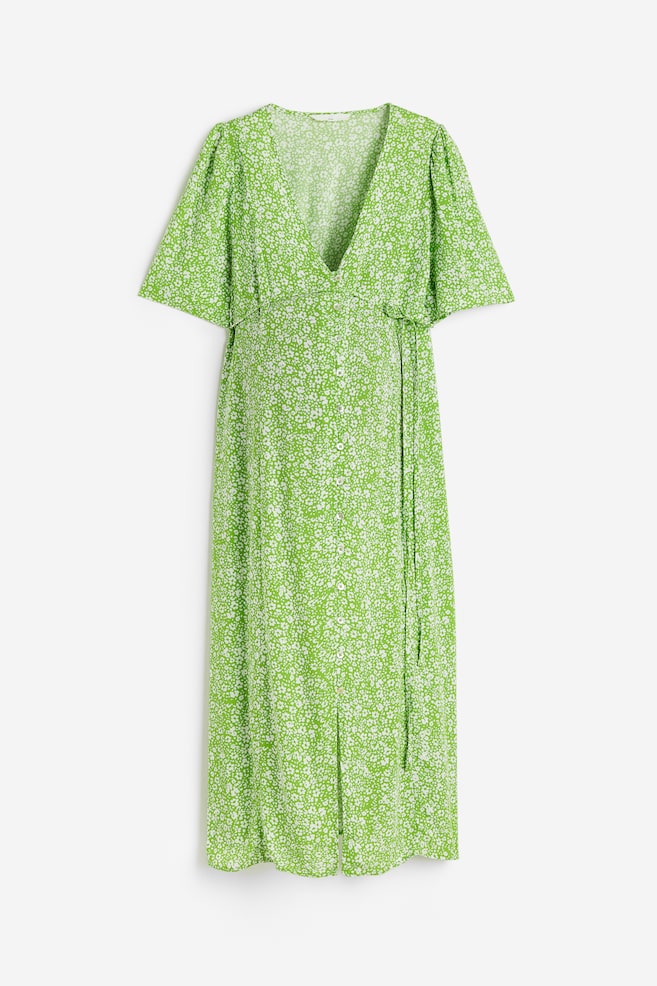 MAMA V-neck dress - Green/Floral/Cream/Floral - 1