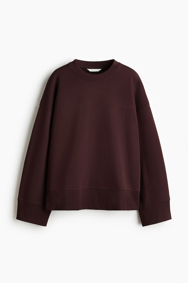 Oversized Cotton Sweatshirt - Dark brown/Blue/Light beige/Dark gray - 1