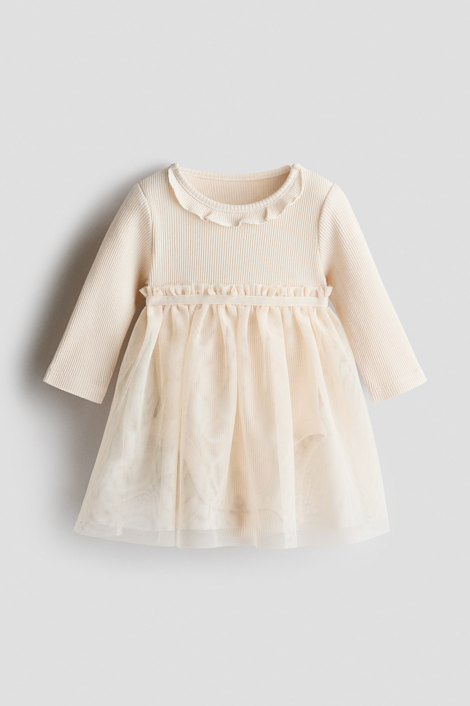 Bodykleid mit Tüllrock - Hellbeige